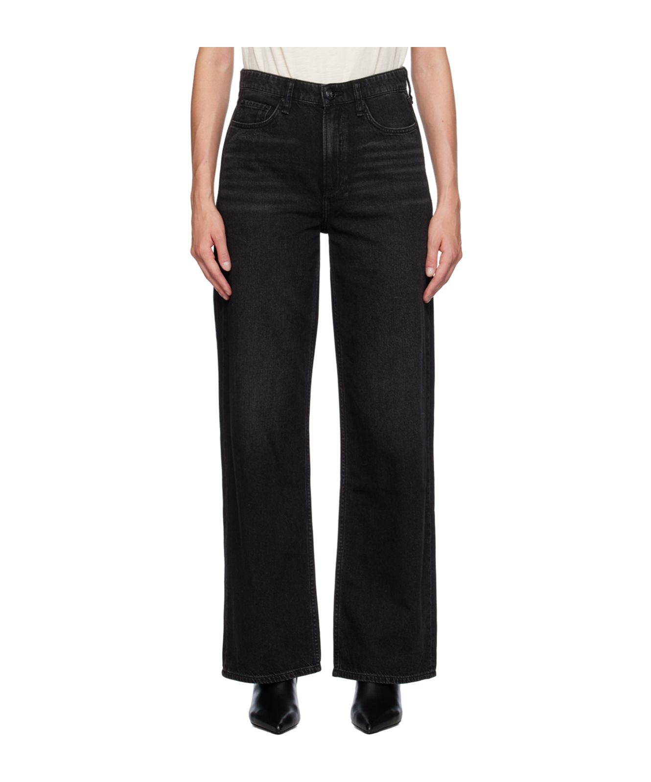 Rag & Bone High-rise Wide-leg Jeans In Deep Black