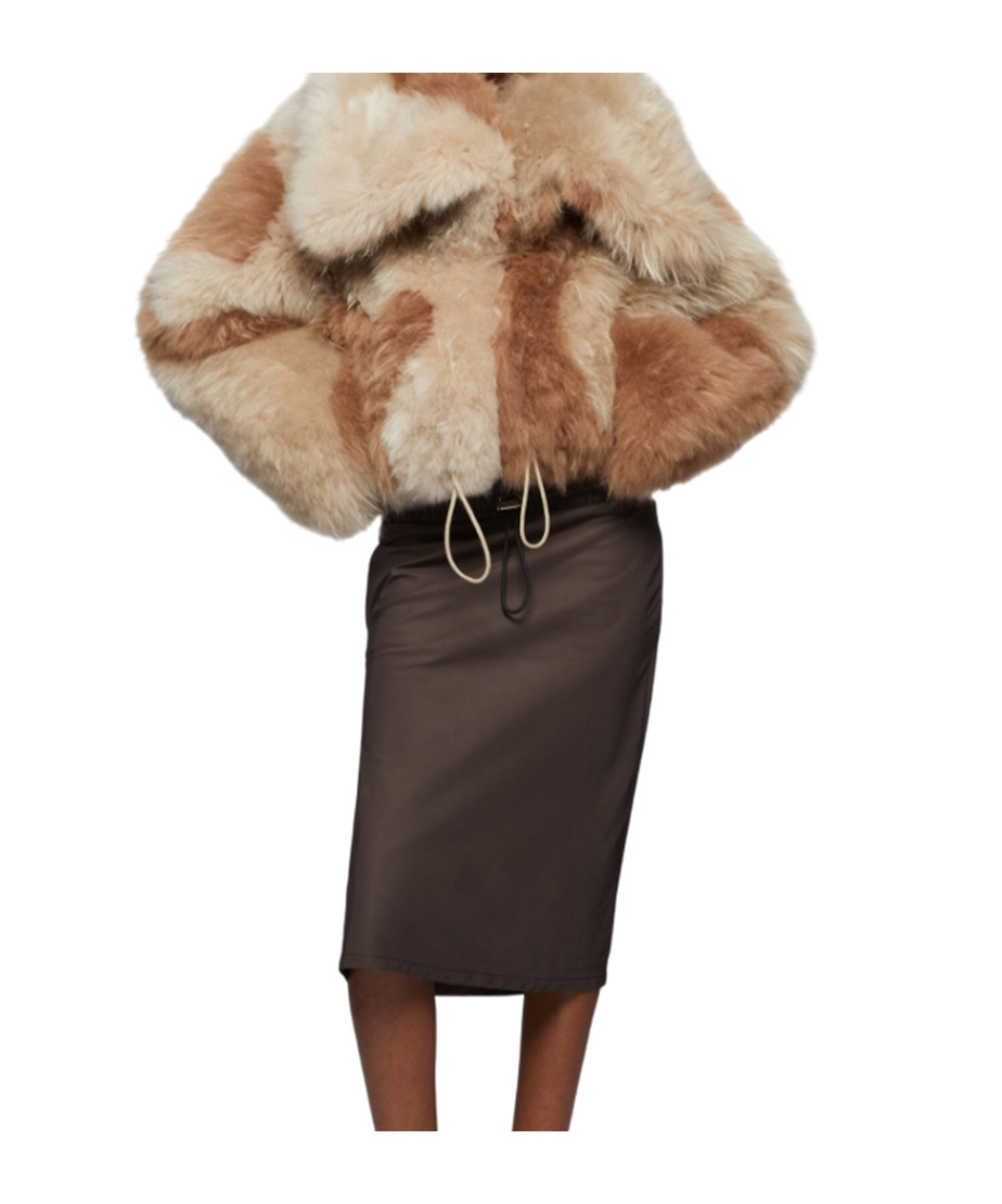 Attico Shearling Bomber Jacket In Nude