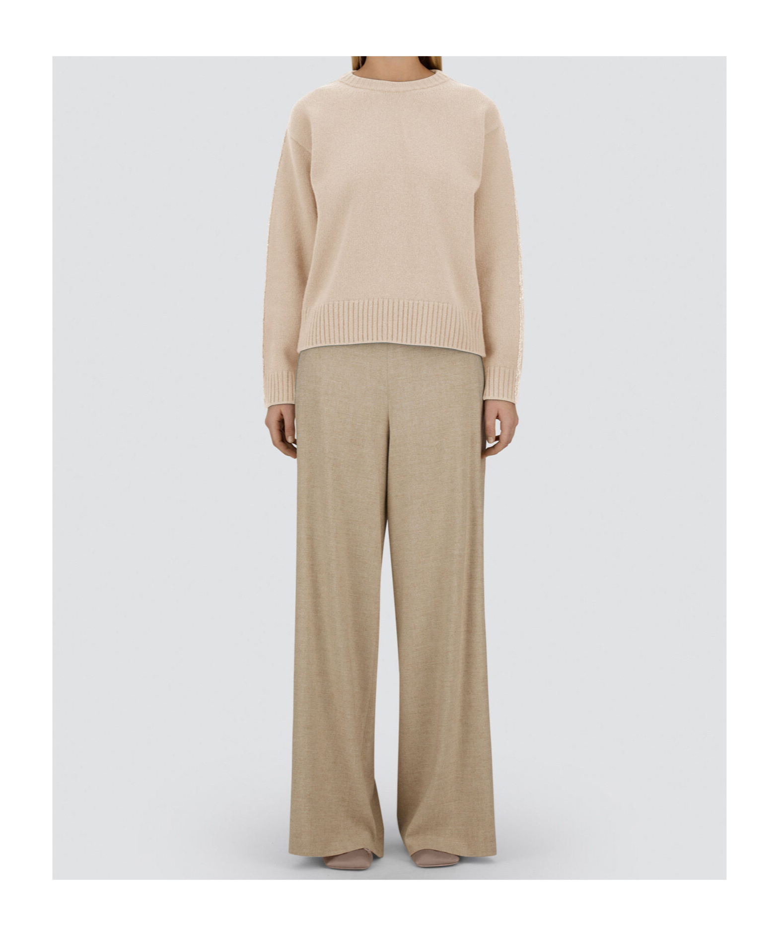 Herno Crew Neck Long Sleeve Sweater In Neutral