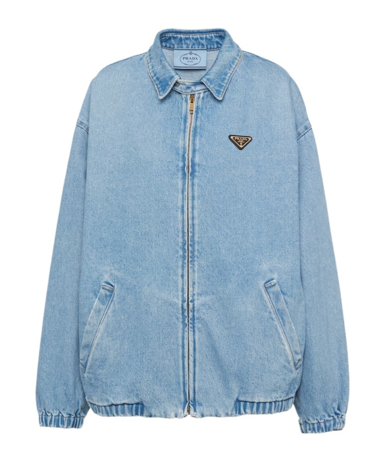 Prada Kapuzenjacke Mit Emaille-logo In Sky Blue