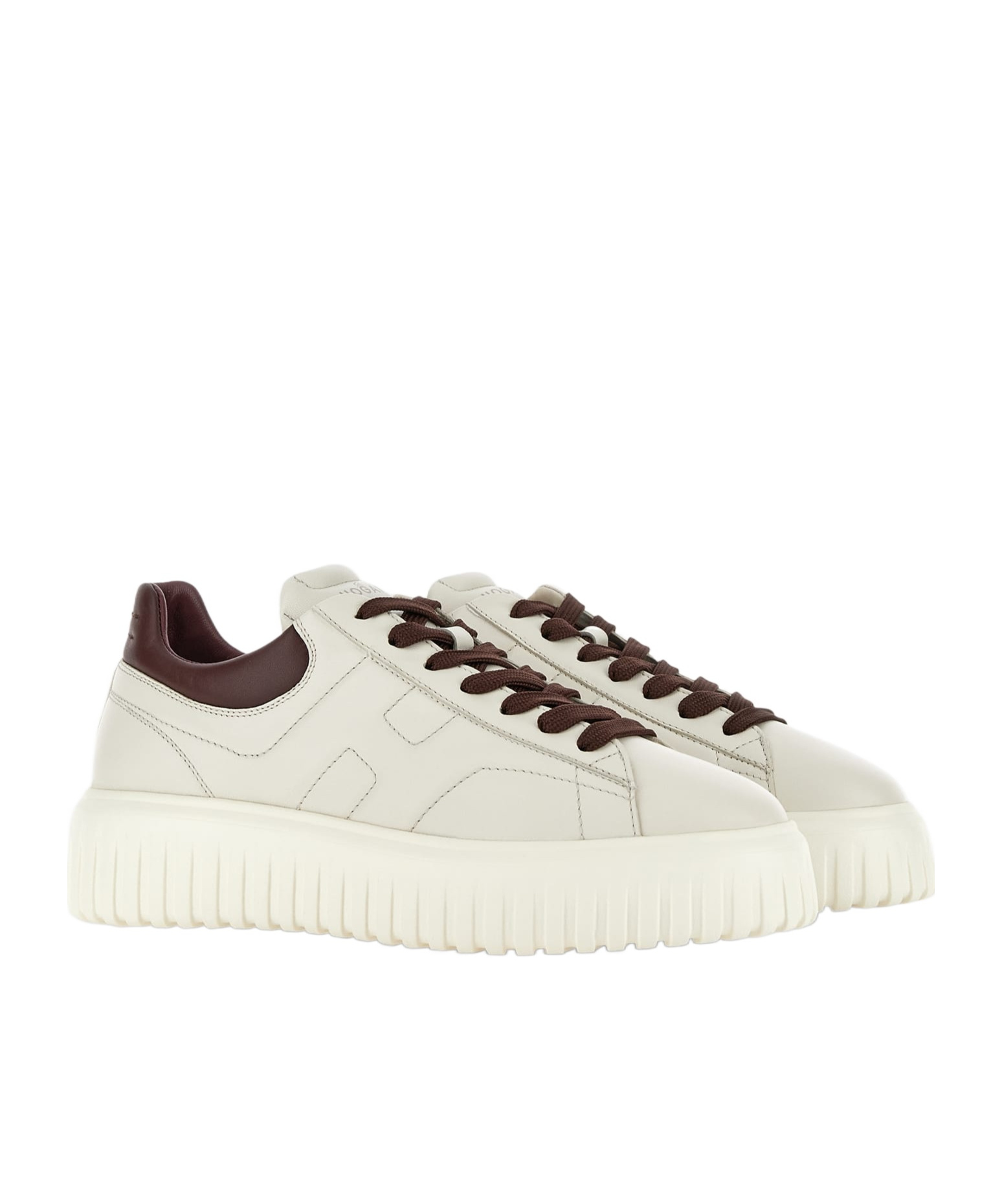 Hogan H-stripes Leather Sneakers In White