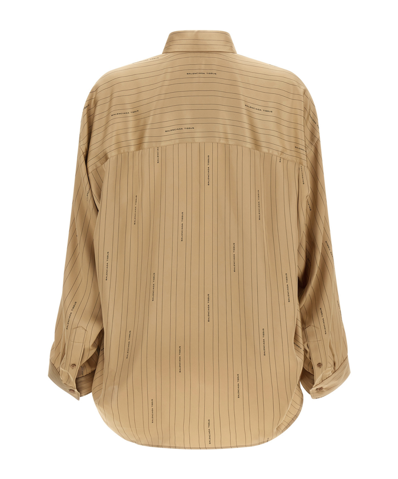Balenciaga Satin Long-sleeved Striped Shirt In Brown