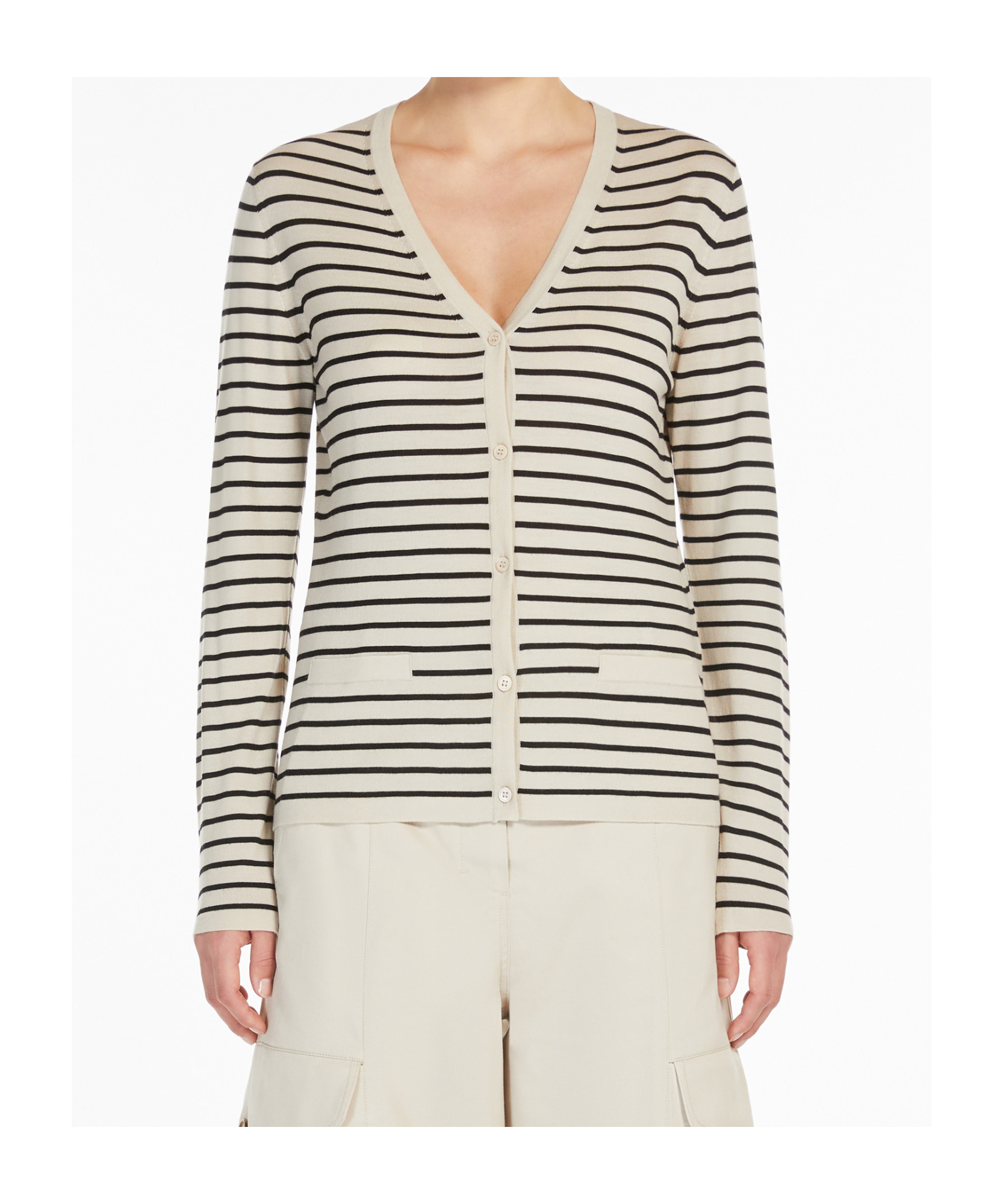 Max Mara Thin Wool Cardigan In White