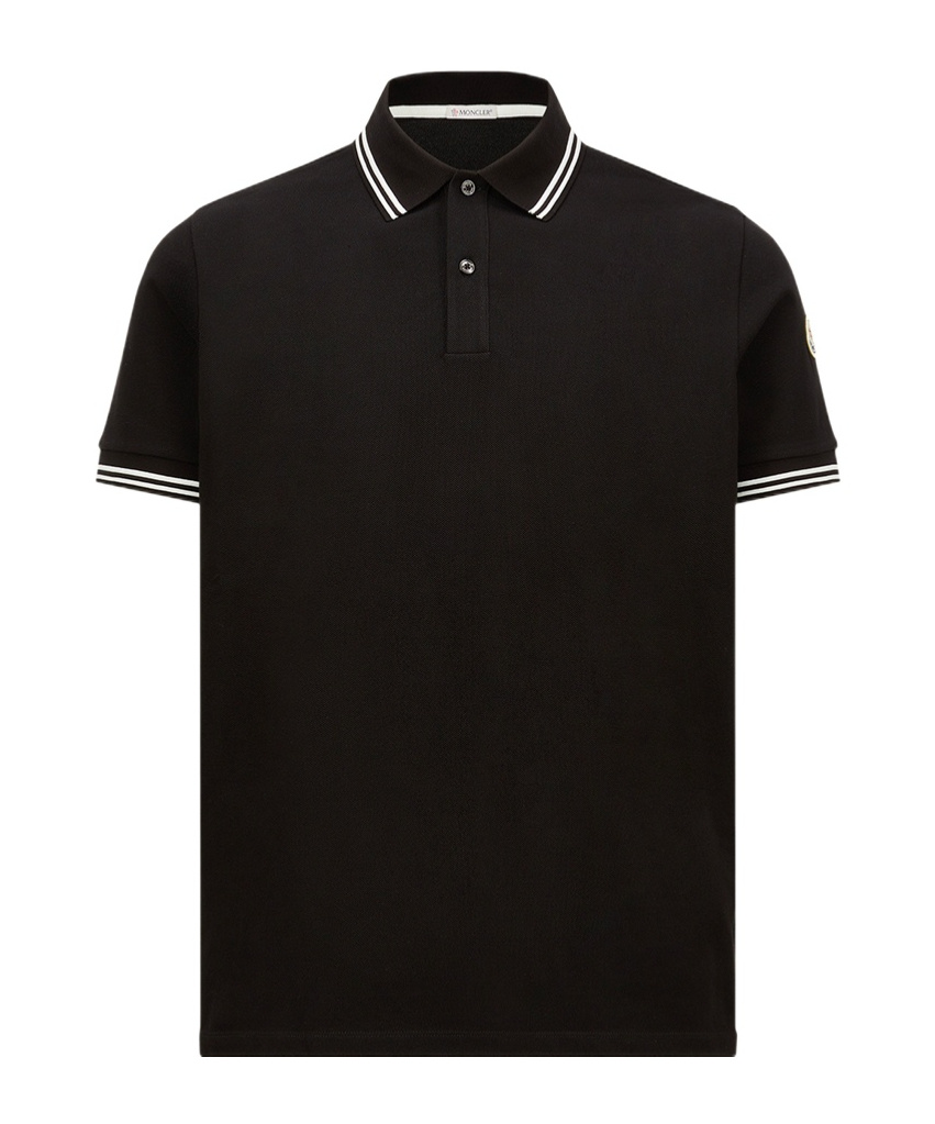 Moncler Cotton Polo Shirt In Black
