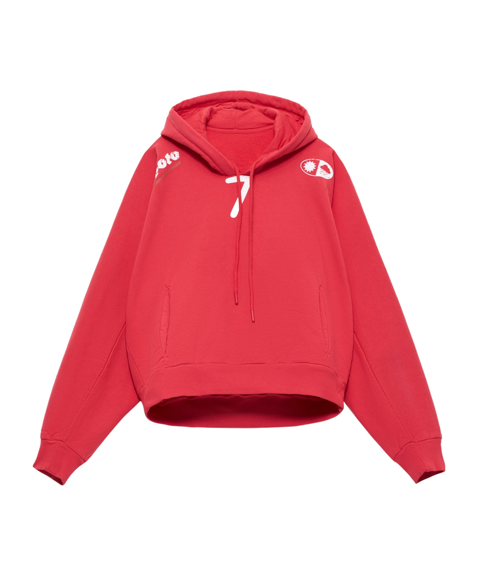 Prototypes Moved Neck Hoodie In Red