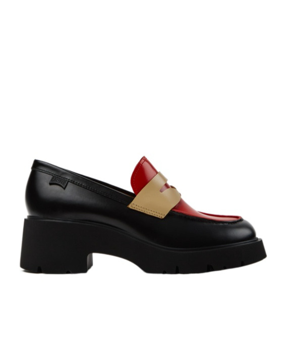 Camper Multicolor Leather Moccasins For Women. In Black