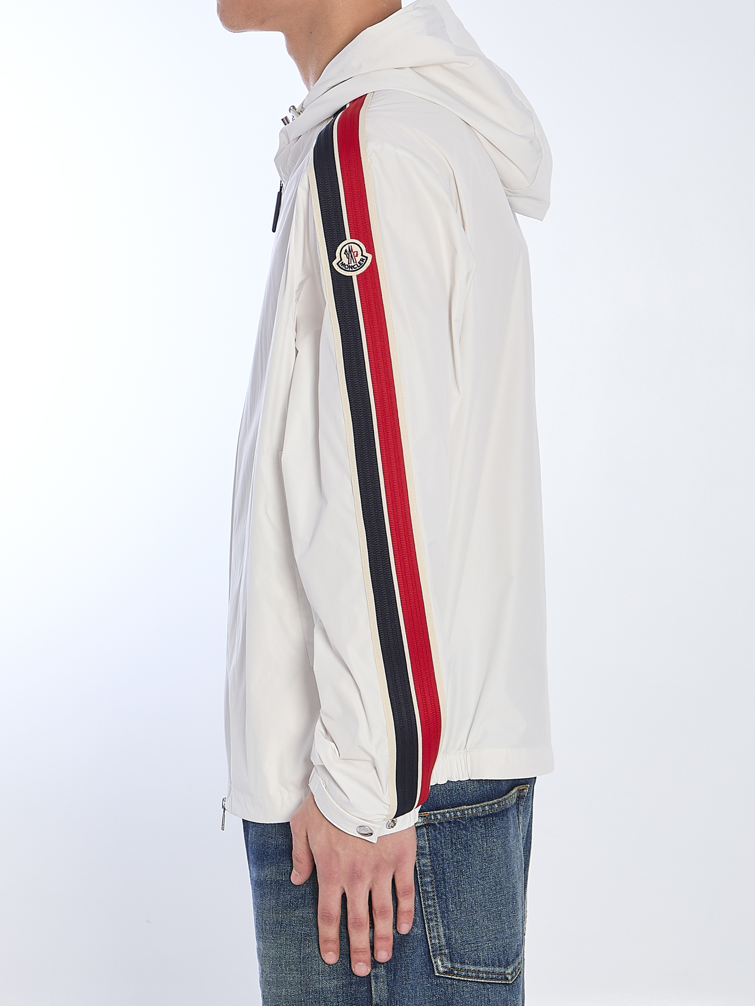 Moncler Snap Button Cuffs Hooded Jacket In White