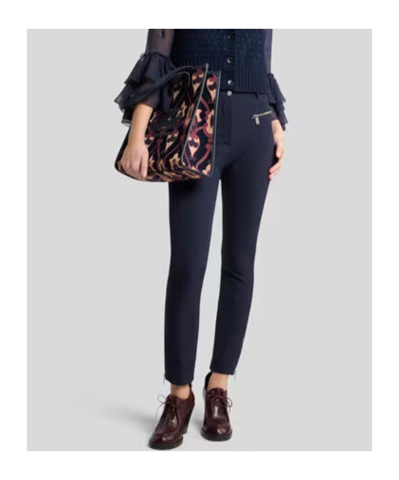 Etro Slim-fit Trousers With Zip In Blue