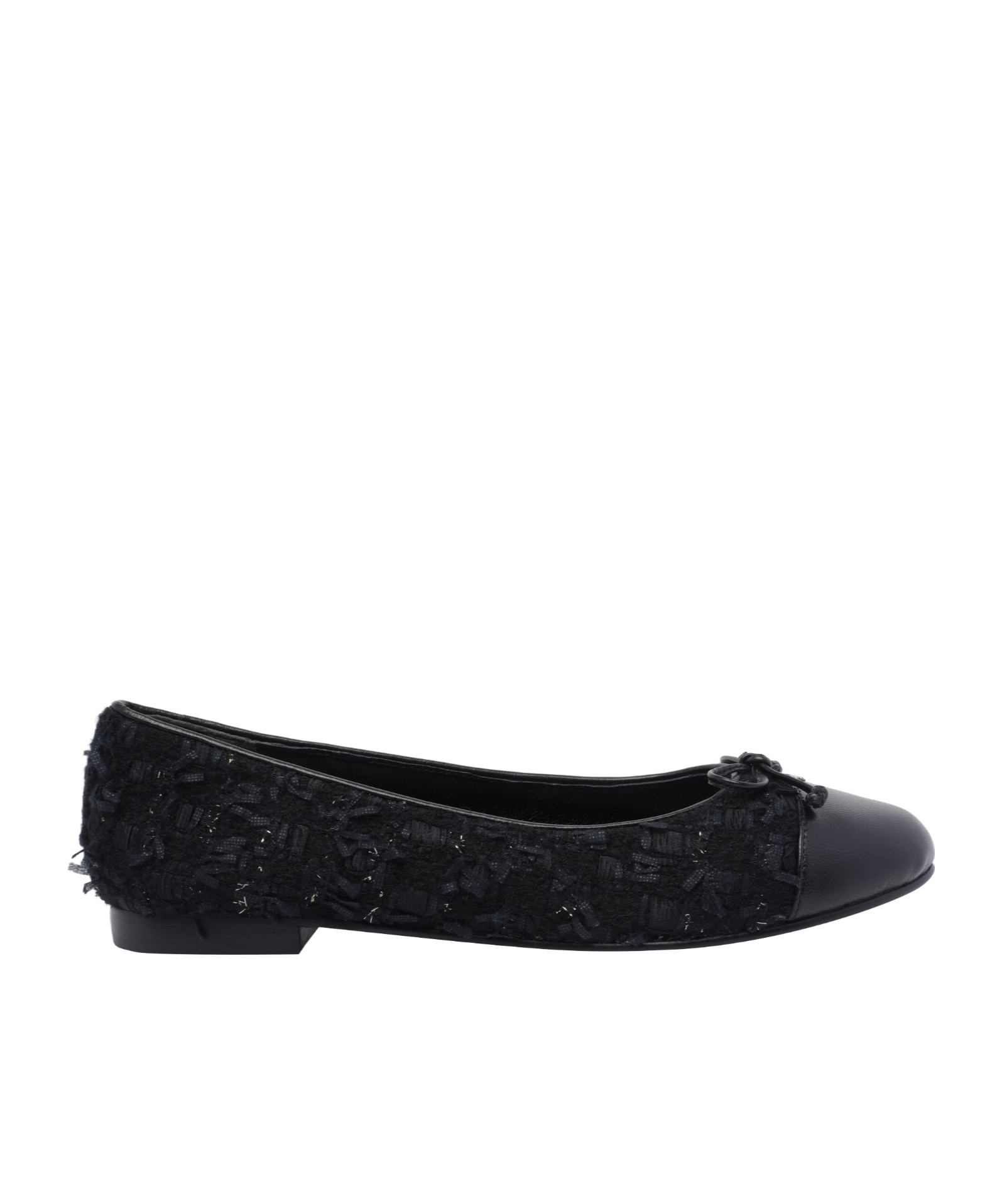 Tory Burch Tweed Cap-toe Ballet Flats In Black