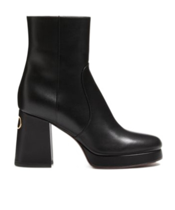 Valentino Garavani Fawcette Platform Ankle Boot In Calfskin 90mm Woman Black 42 In Black