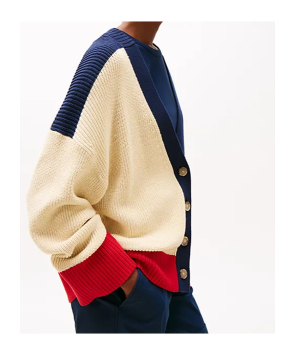 Tommy Hilfiger Relaxed V-neck Cardigan In Rural Ivory