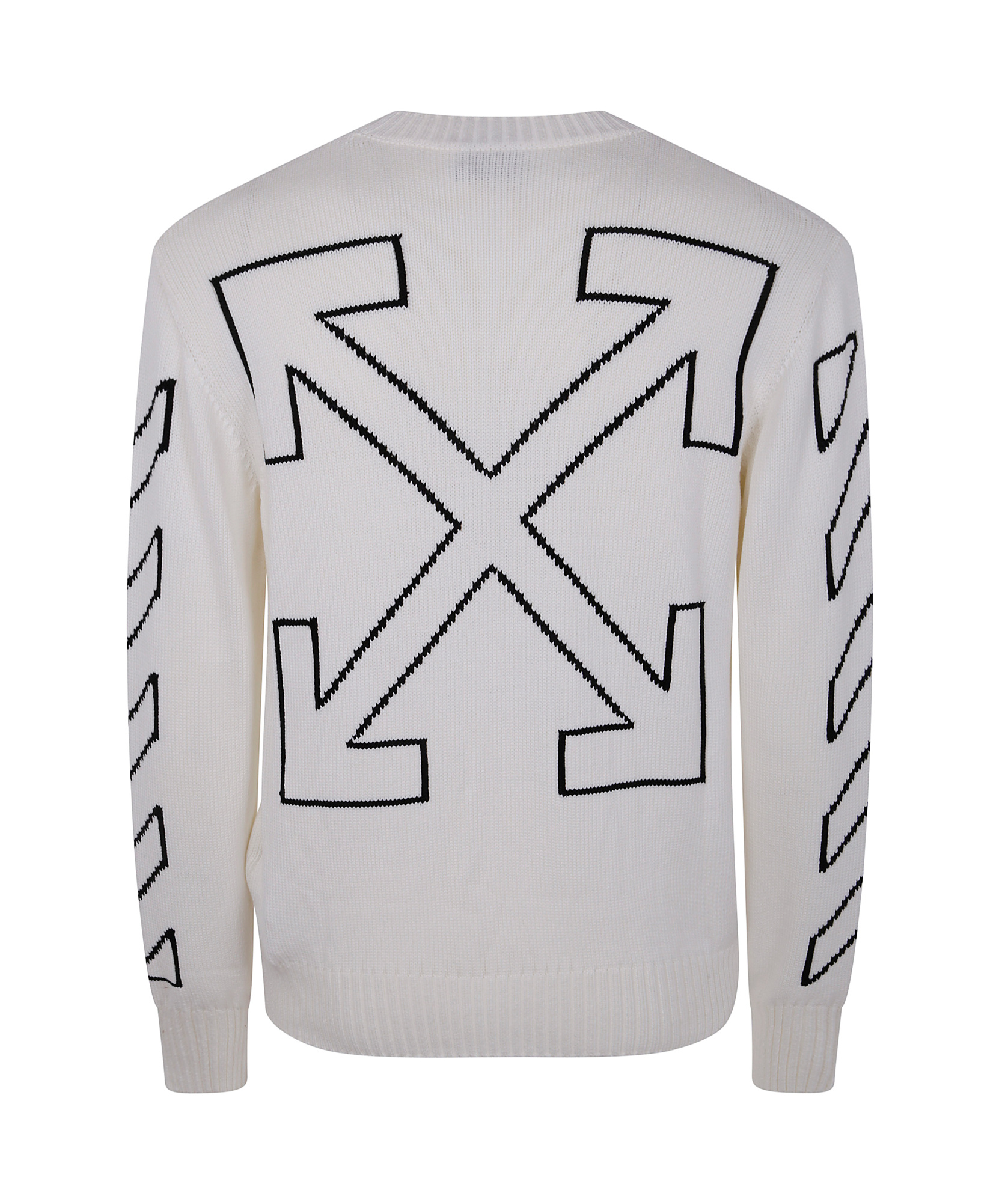 Off-white Off White Men Diag Outline Knit Crewneck In White