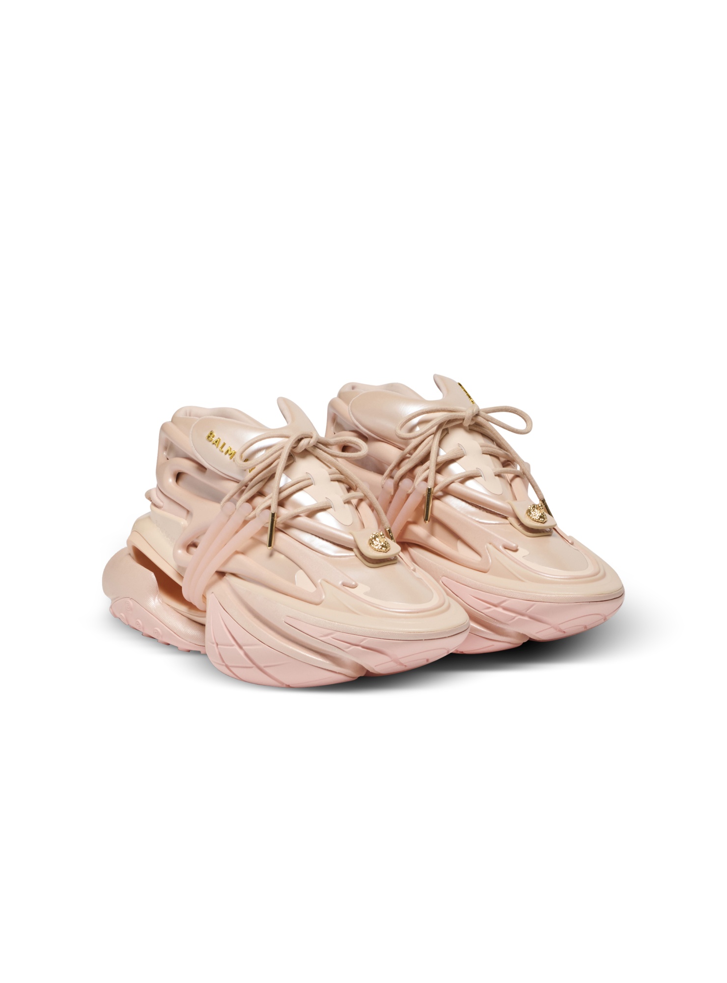Shop Balmain Unicorn Low Trainers In Iridescent Technical Materials In Nude