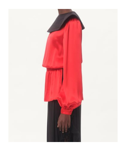 Shop Valentino Double Satin Top In Bright Orange/black
