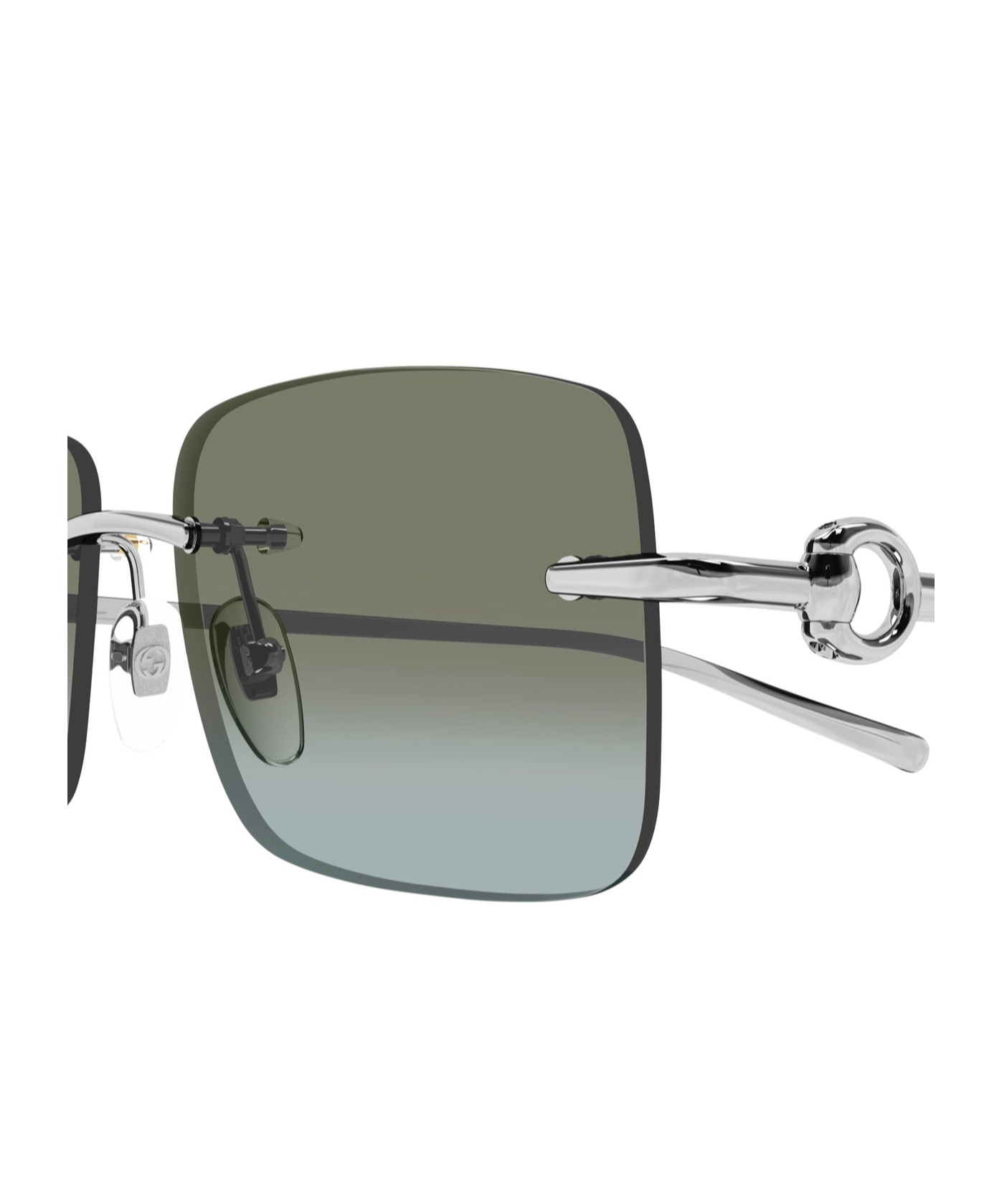 Gucci Silver-silver-brown Metal Sunglasses
