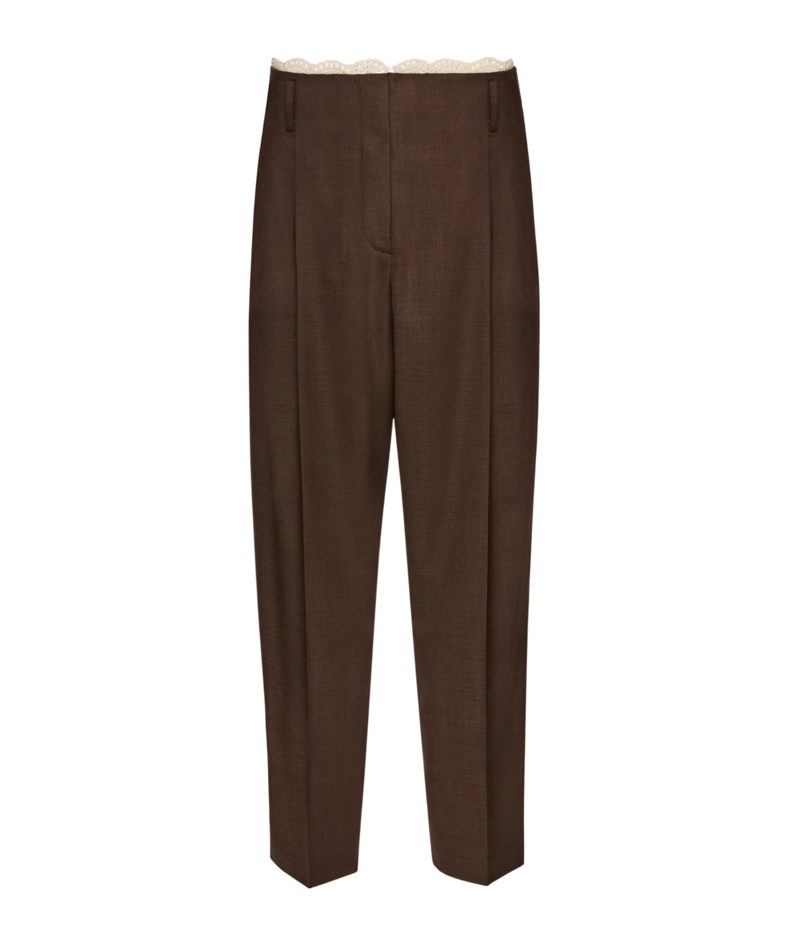 Magda Butrym Lace-detail Tapered Trousers In Brown