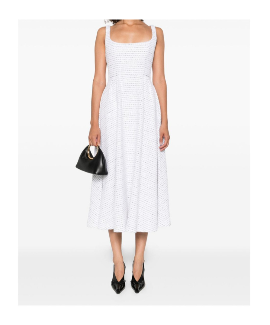 Alessandra Rich Striped Sleeveless Dress In White