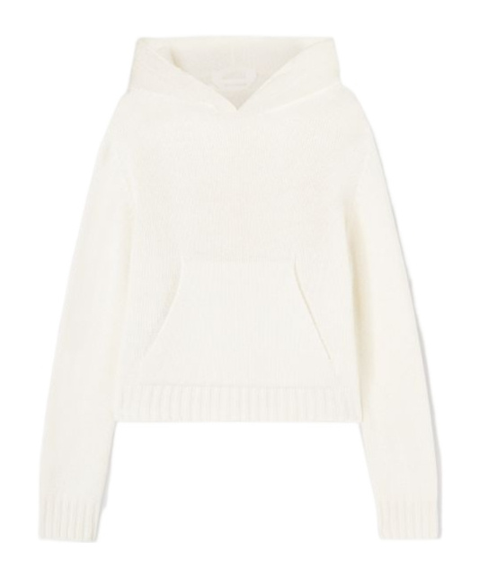 Palm Angels Logo Intarsia Knitted Hoodie In White