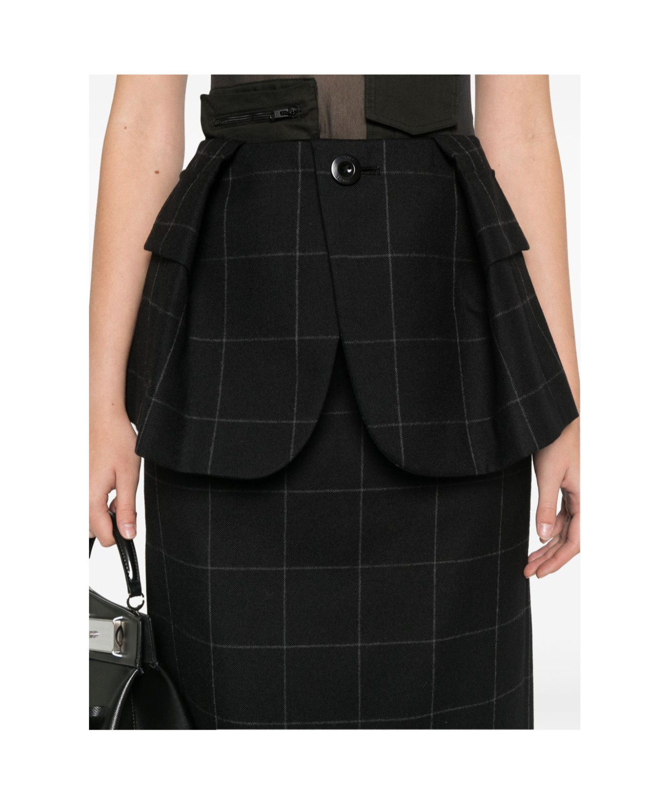 Sacai Checked Skirt In Black