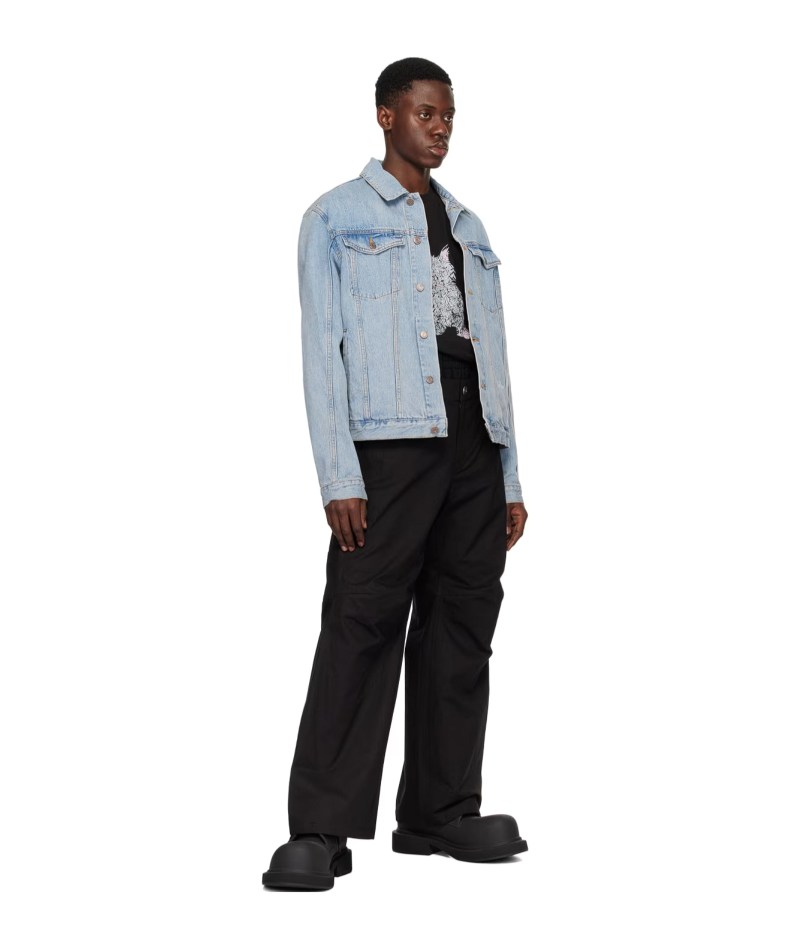 We11 Done Single-breasted Denim Jacket In Blue