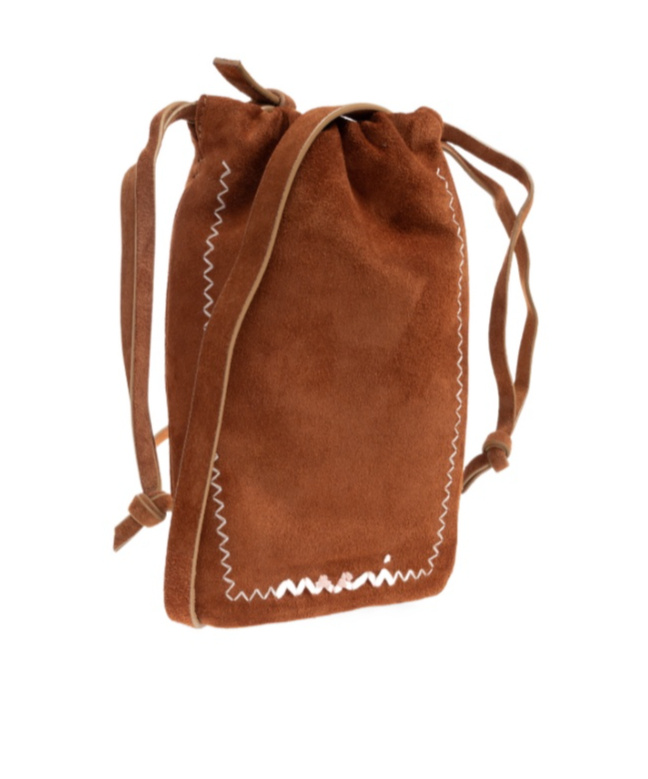 Marni Drawstring Cell Phone Shoulder Bag In Brown