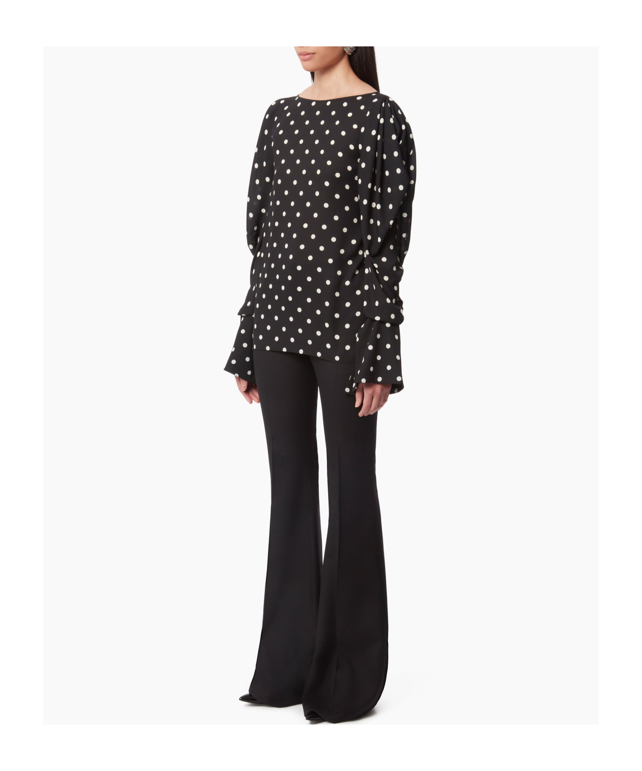 Nina Ricci Polka Dot-print Puff Sleeve Mini Dress In Black