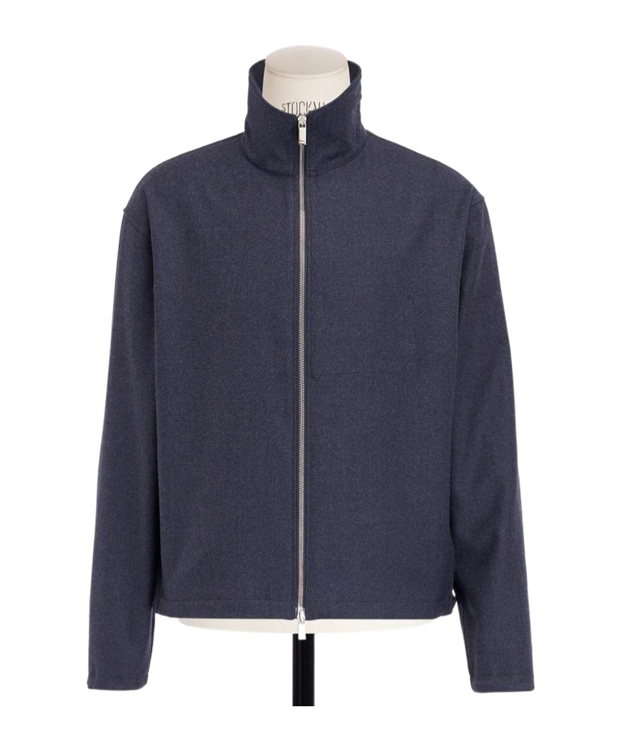 Dior Drawstring Detailed Zip-up Jacket In Blue