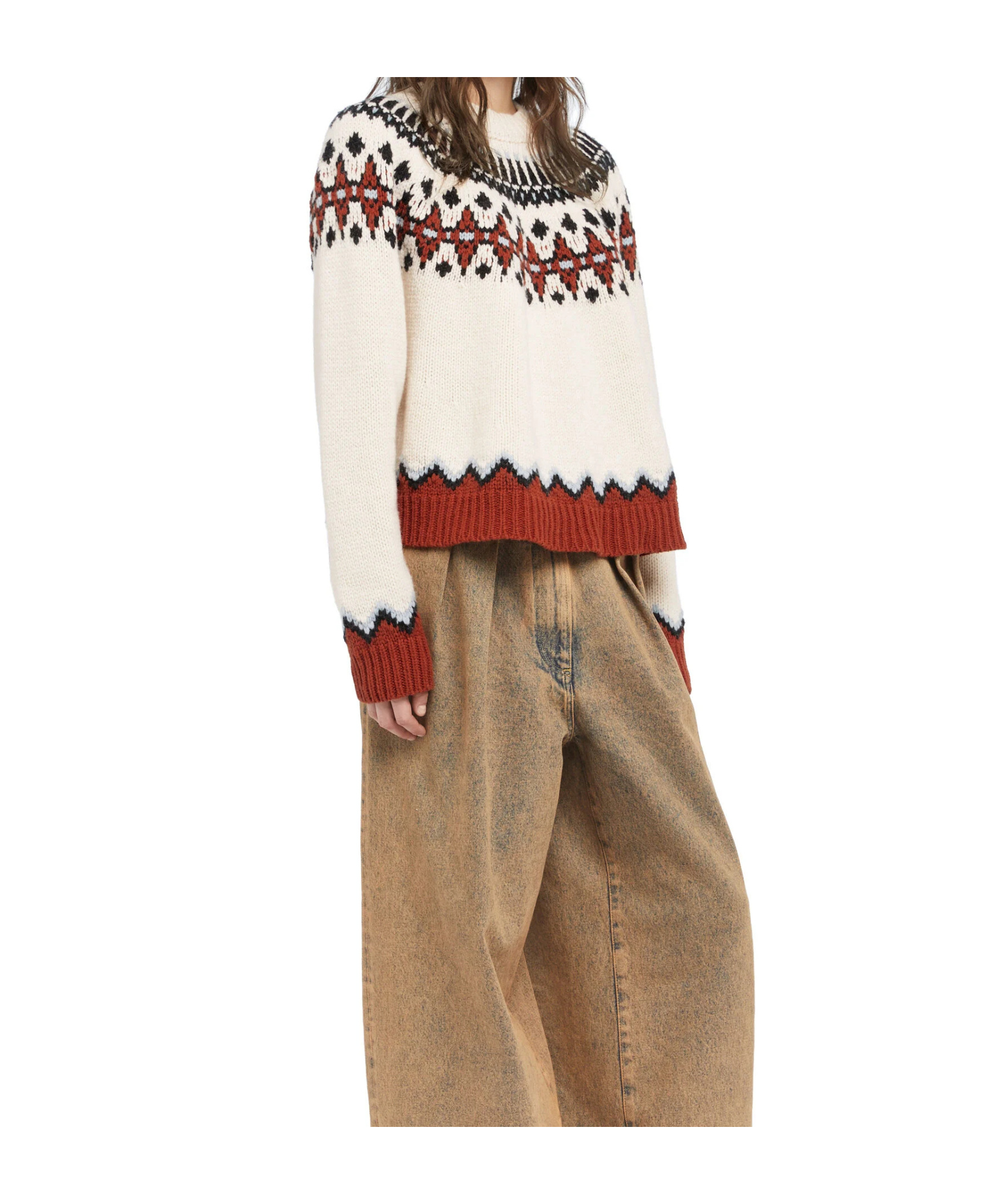 Alanui Fair Isle Patterned Wool Sweater In Neutral