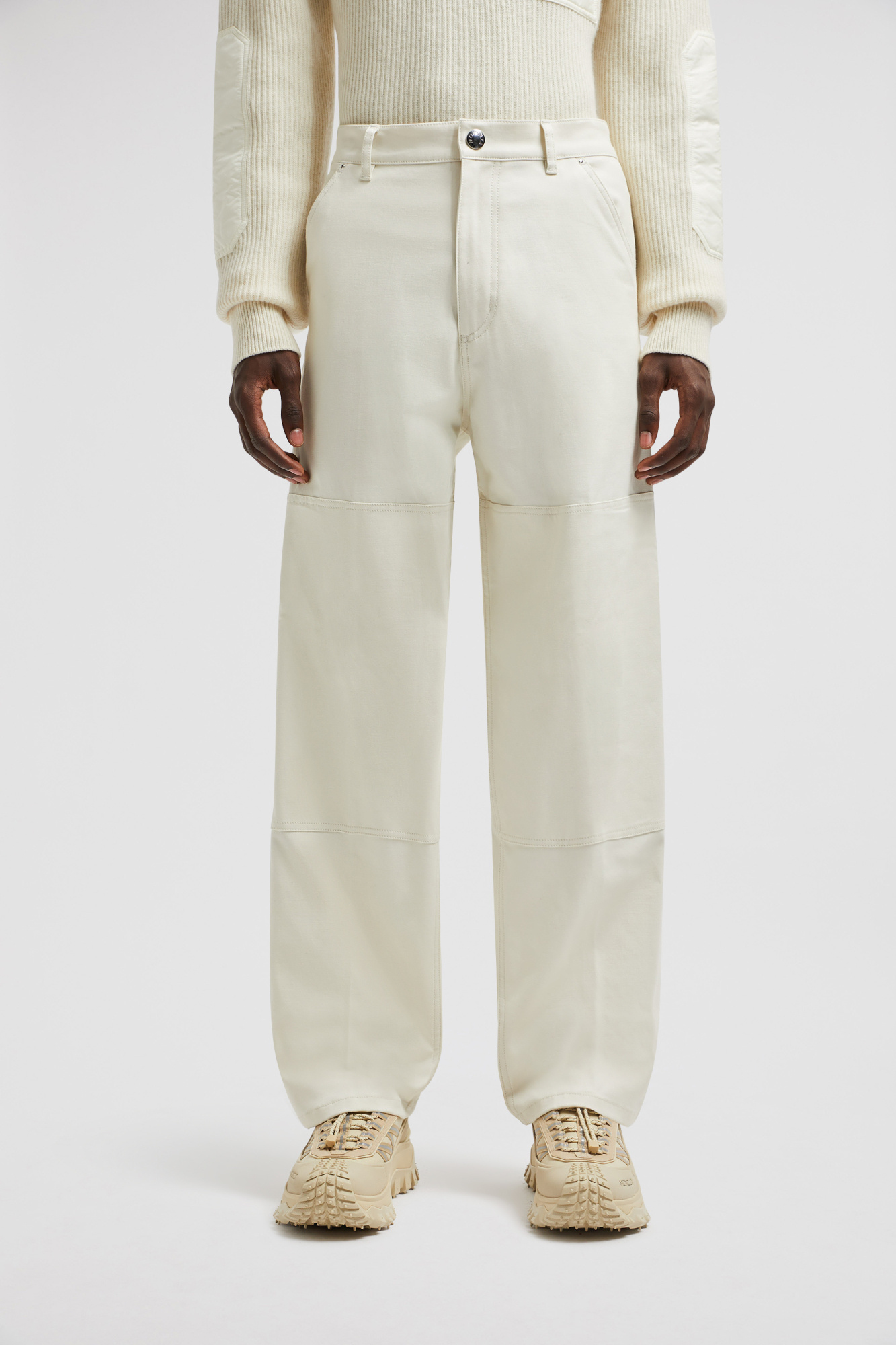 Moncler Cotton Canvas Trousers In White