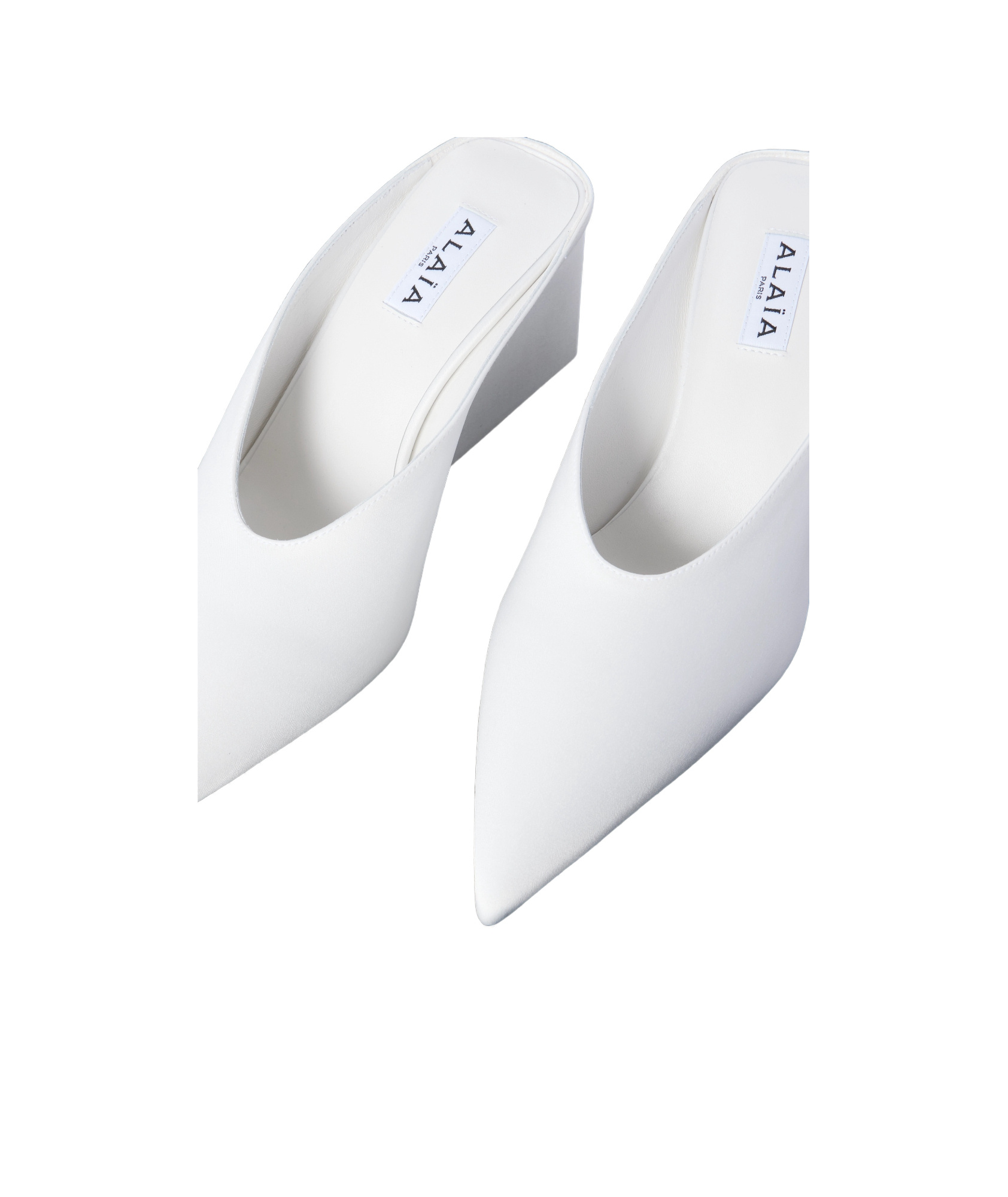 Alaïa Satin Point-toe Wedge Mules In White