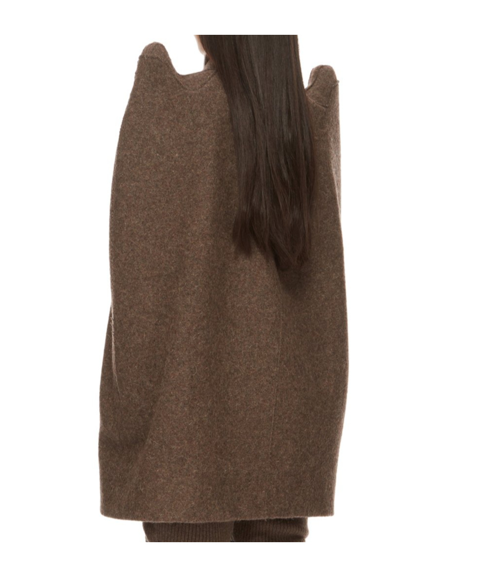 Rick Owens Pointed Logo Cloak In Brown