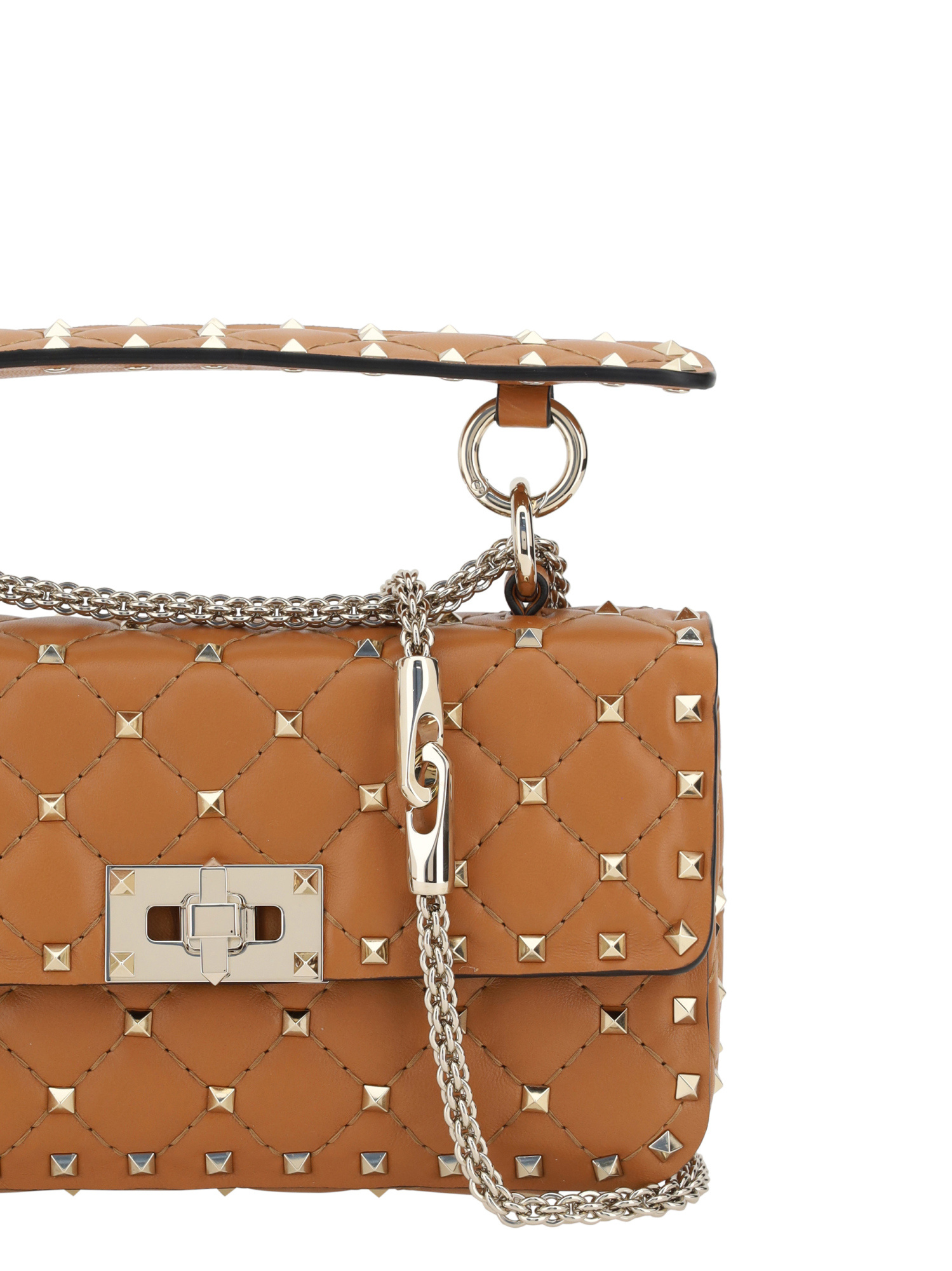 Valentino Garavani Rockstud Spike Small Shoulder Bag In Brown