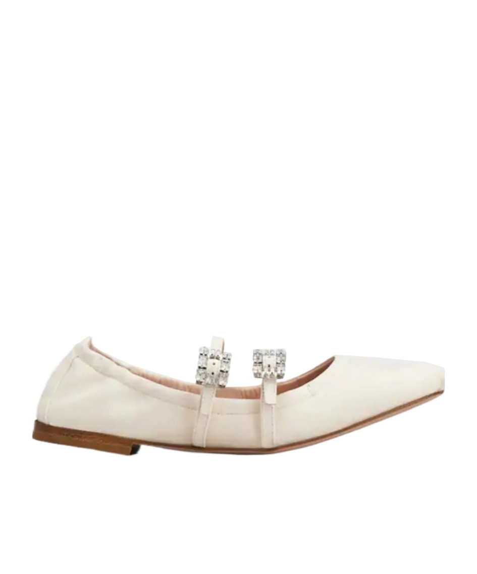 Roger Vivier "nappa Ballet Flats With Strass Buck In White