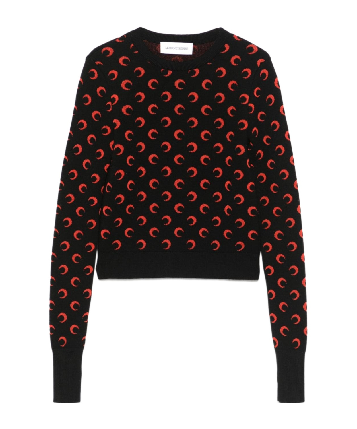Shop Marine Serre All-over Logo Embroidered Crewneck Sweater In Black