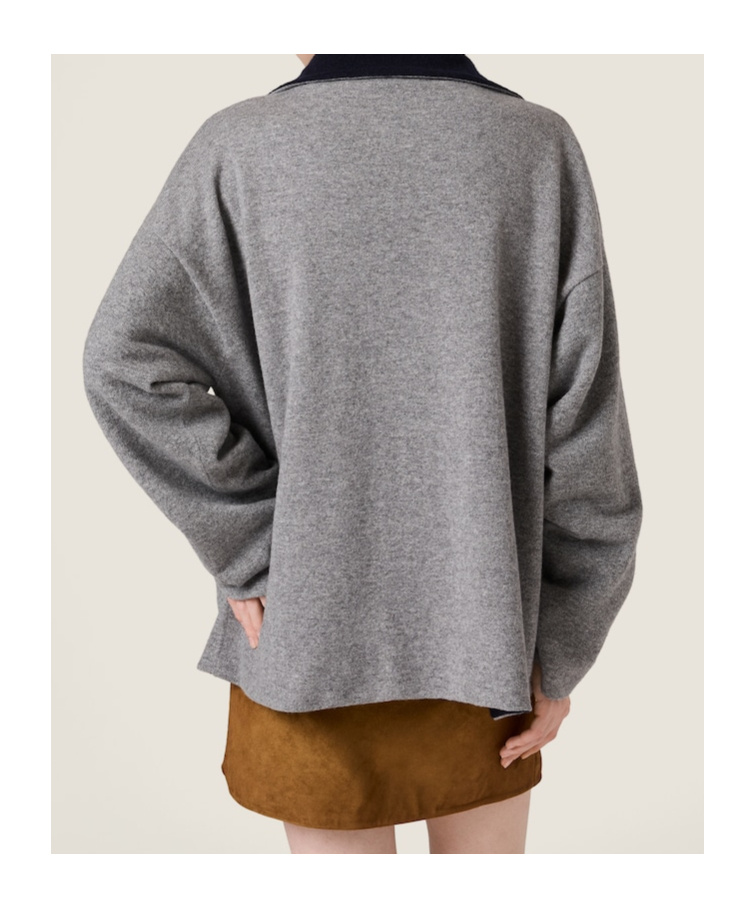 Miu Miu Cashmere Half-zipper Sweater In Gray