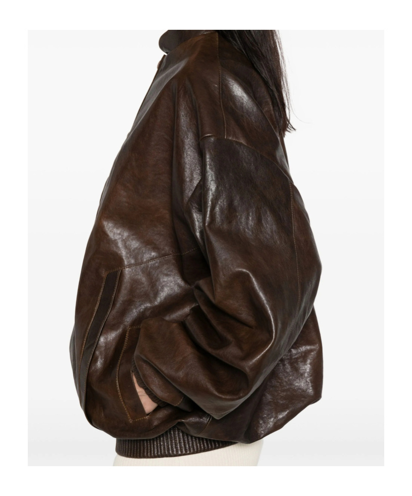 Magda Butrym Zip-fastening Ribbed-cuff Jacket In Brown