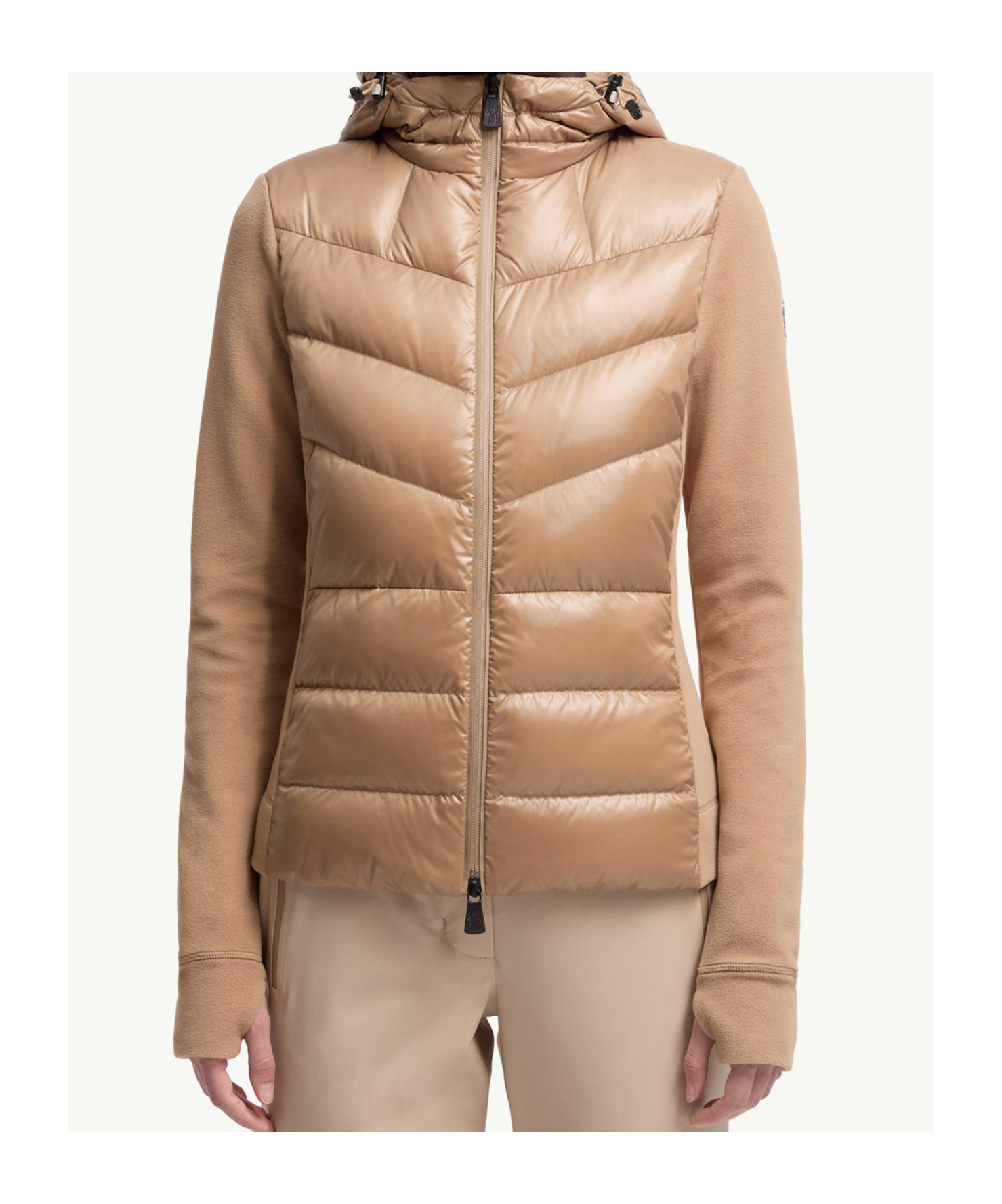 Moncler Padded Zip-up Hoodie In Nude
