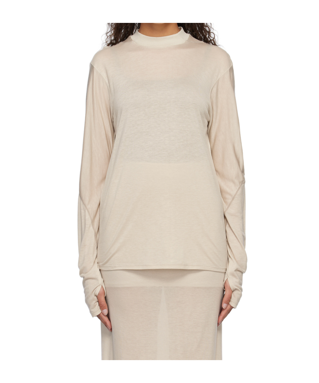 Post Archive Faction (paf) Beige Paneled Long Sleeve T-shirt In Neutral