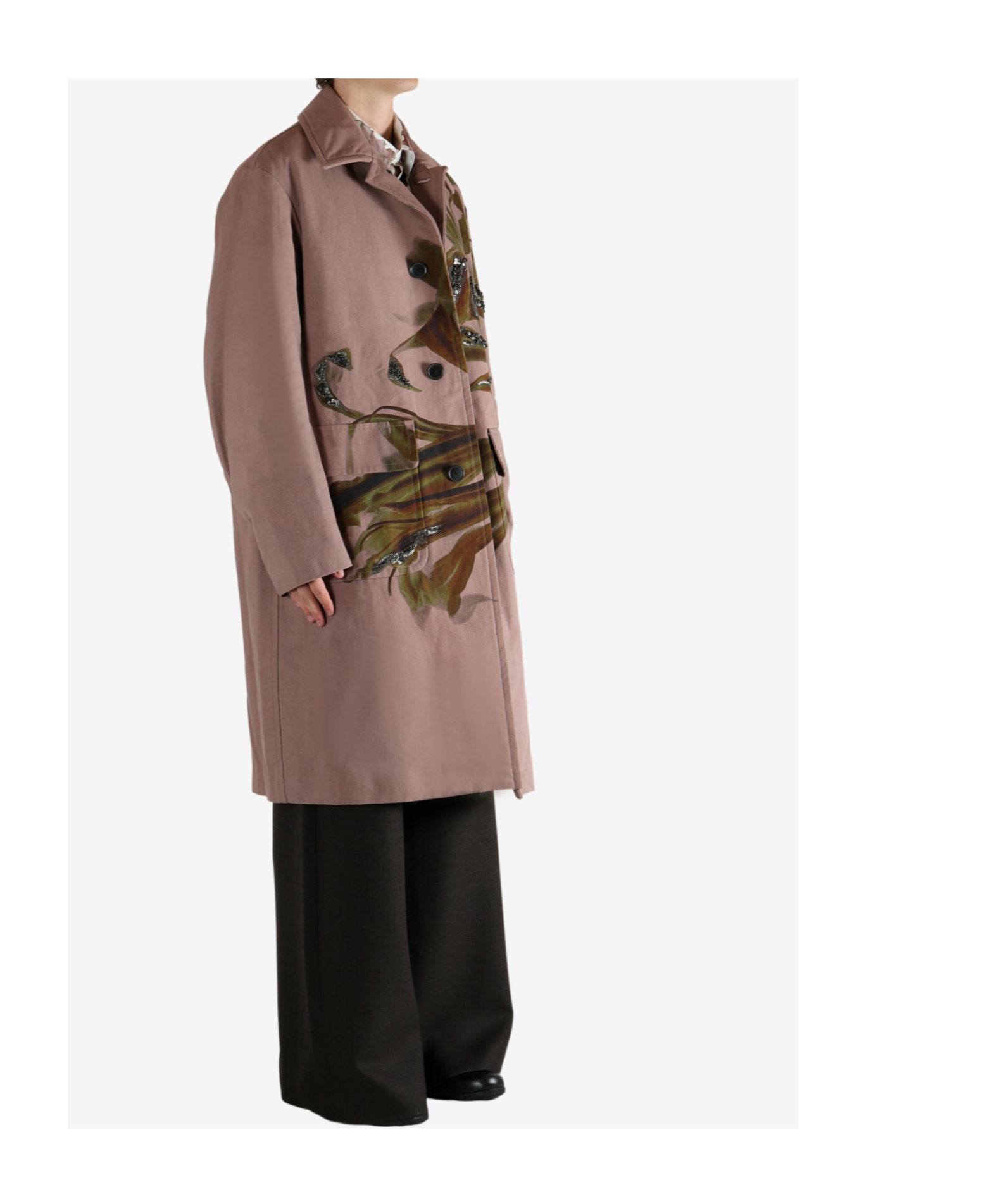 Dries Van Noten Long-sleeved Coat In Brown