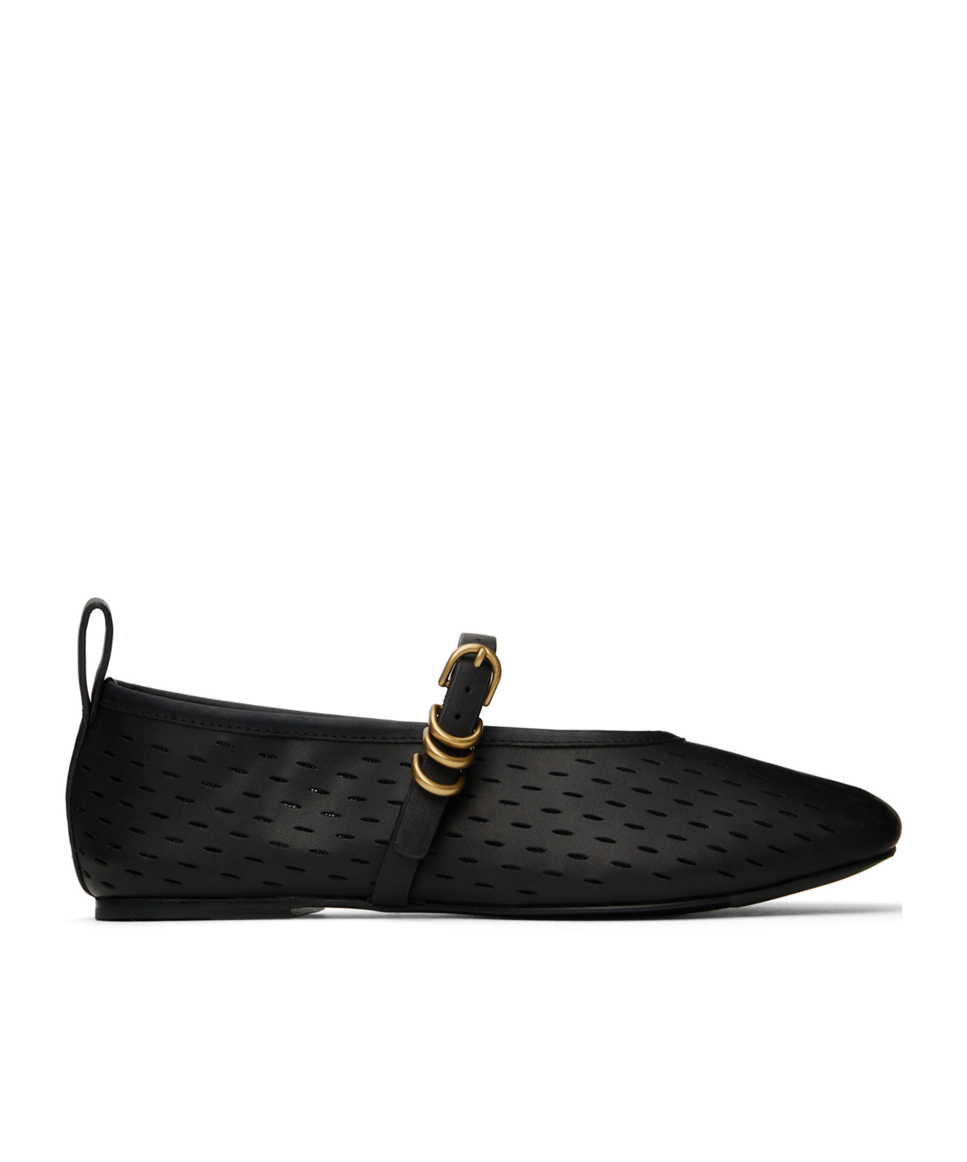 Rag & Bone Black Spire Perforated Leather Mary Jane Ballerina Flats In Black