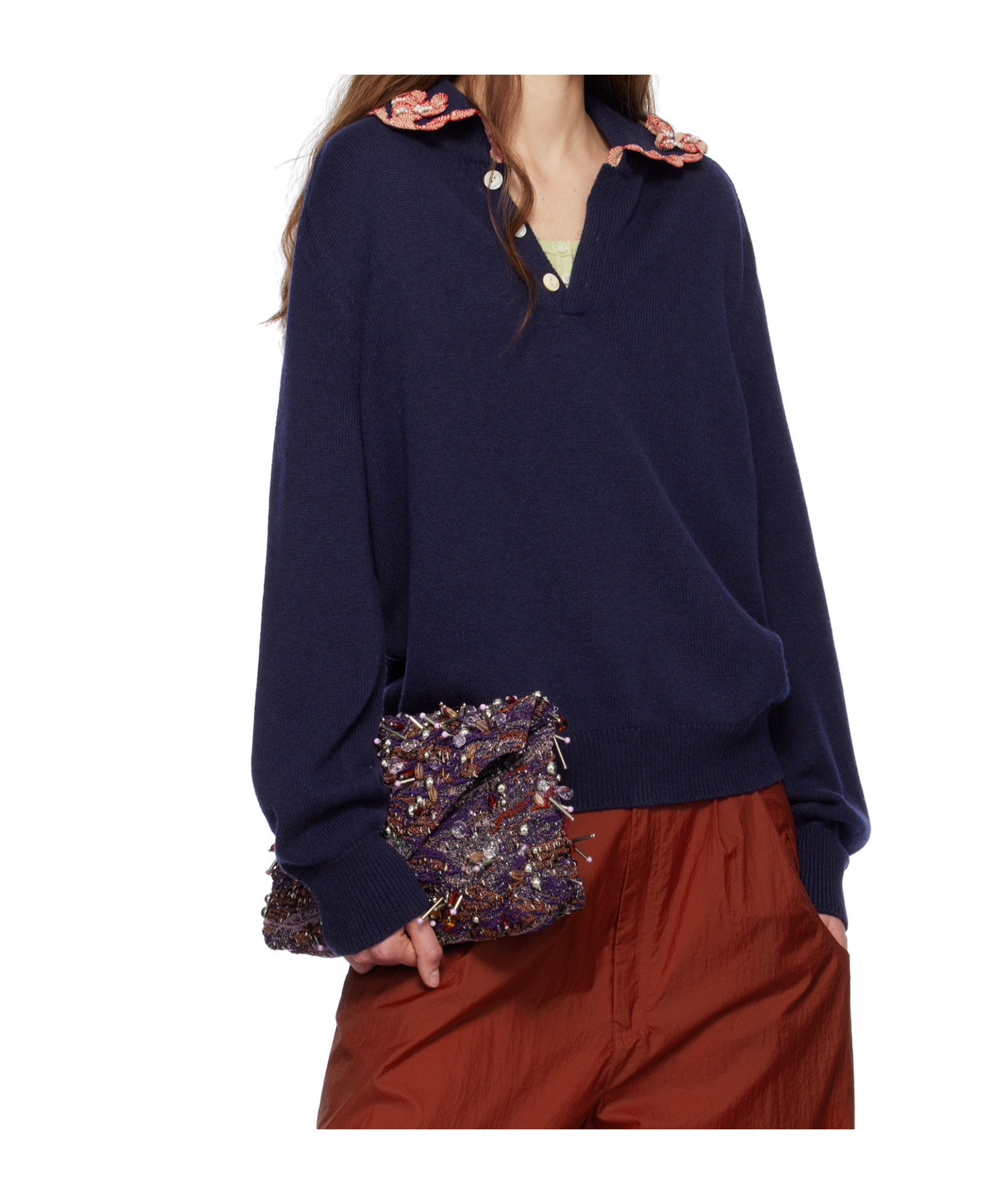 Bode Long Sleeve Polo Sweater