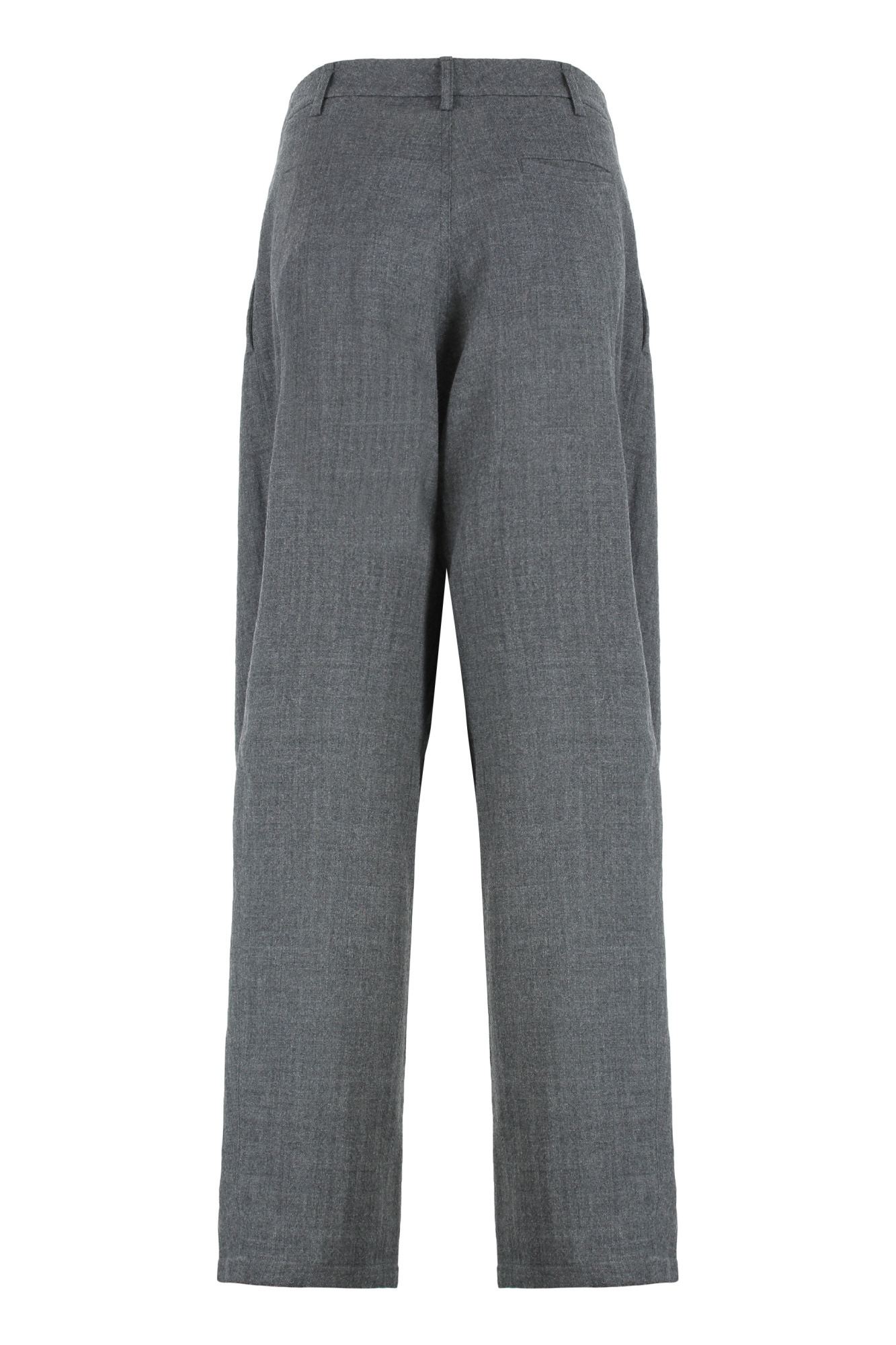 Darkpark Relaxed Fit Wool Trousers With Pleated Front In Gray