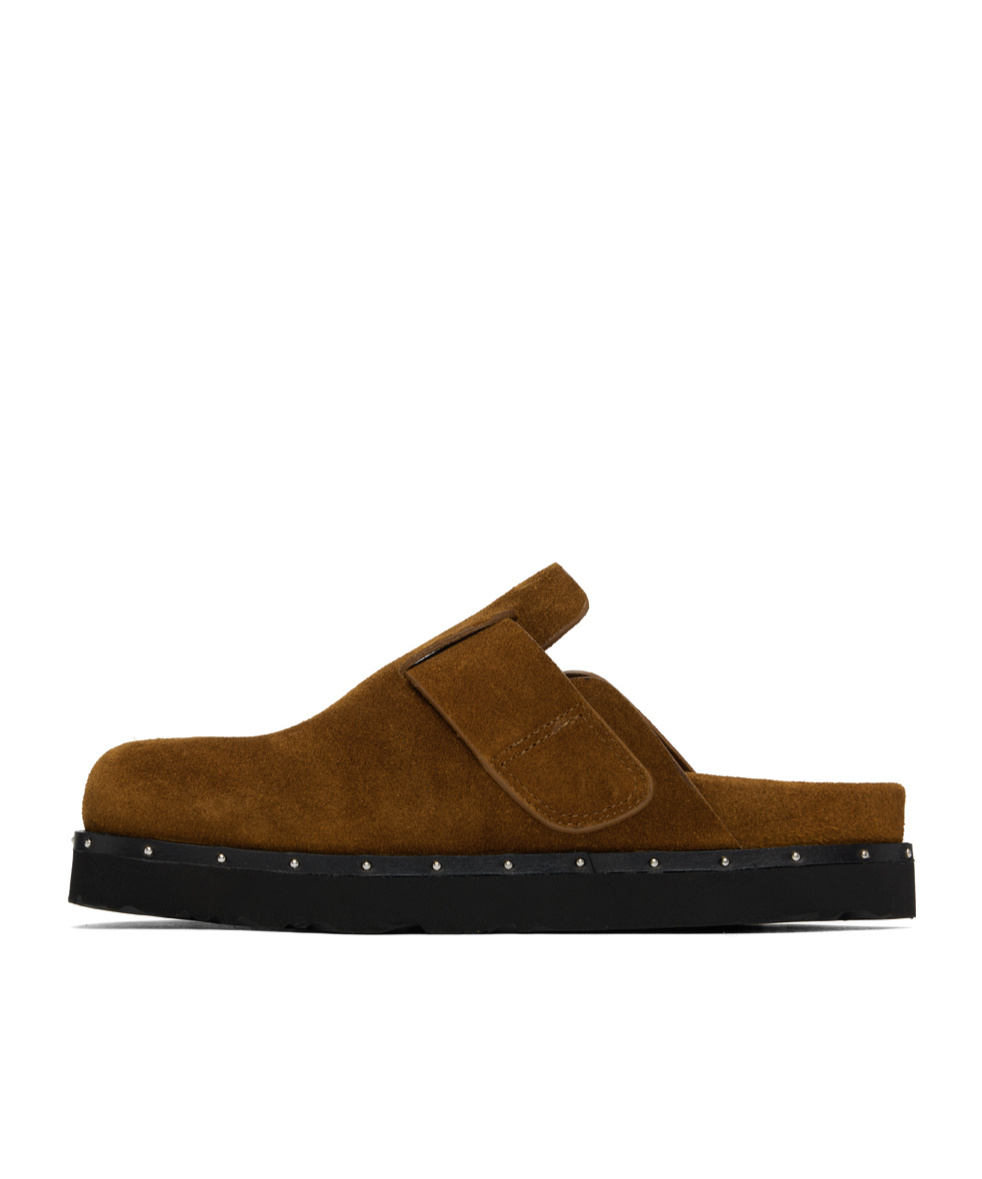 Palm Angels Round Toe Mules In Brown