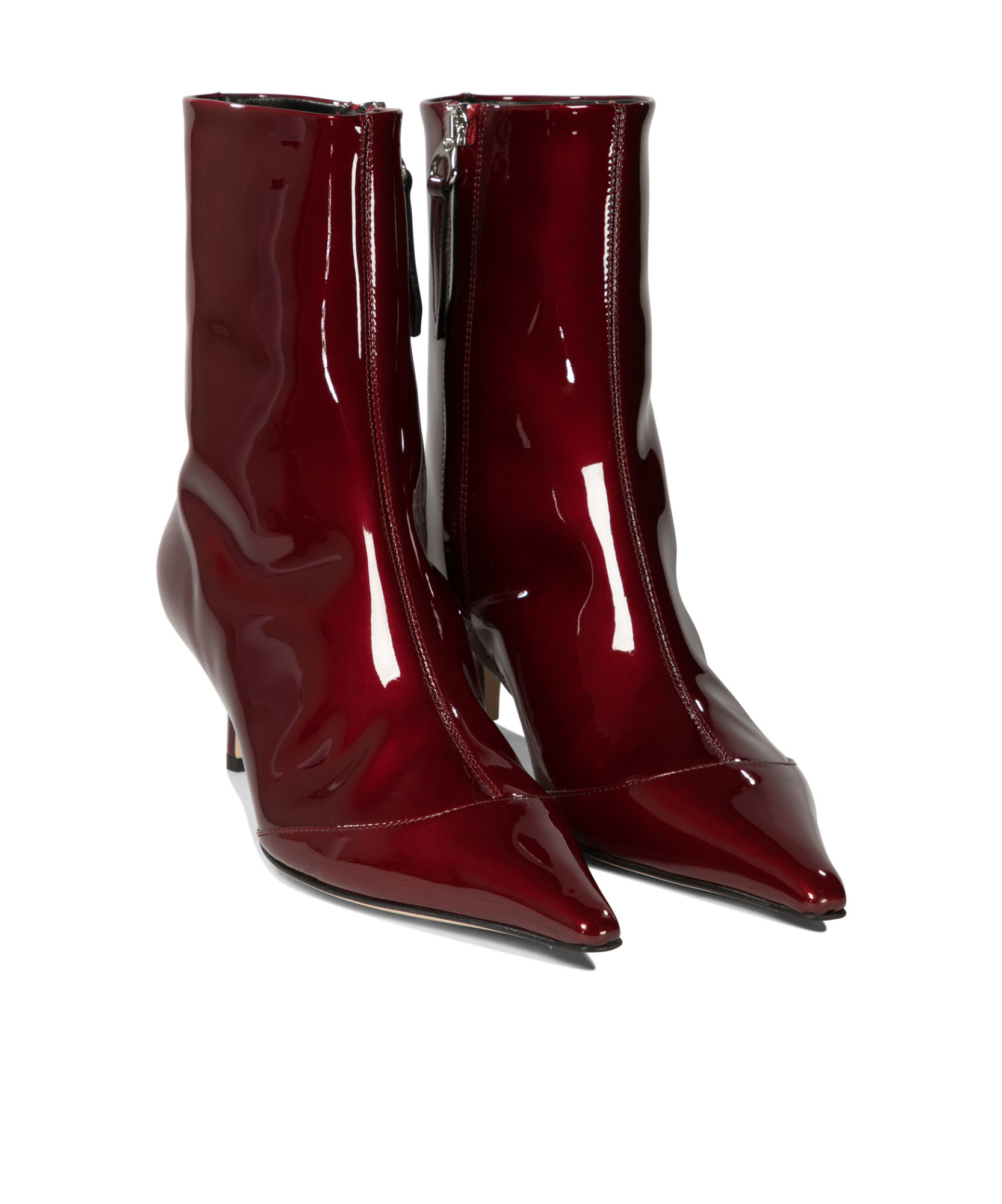 Aeyde 55mm Roe Patent-leather Pointed-toe Ankle Boots In Brown