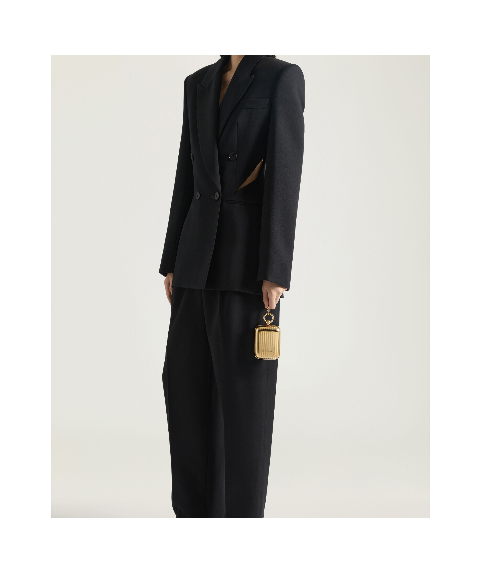 Givenchy Double-breasted Slashed Jacket In Wool In Black