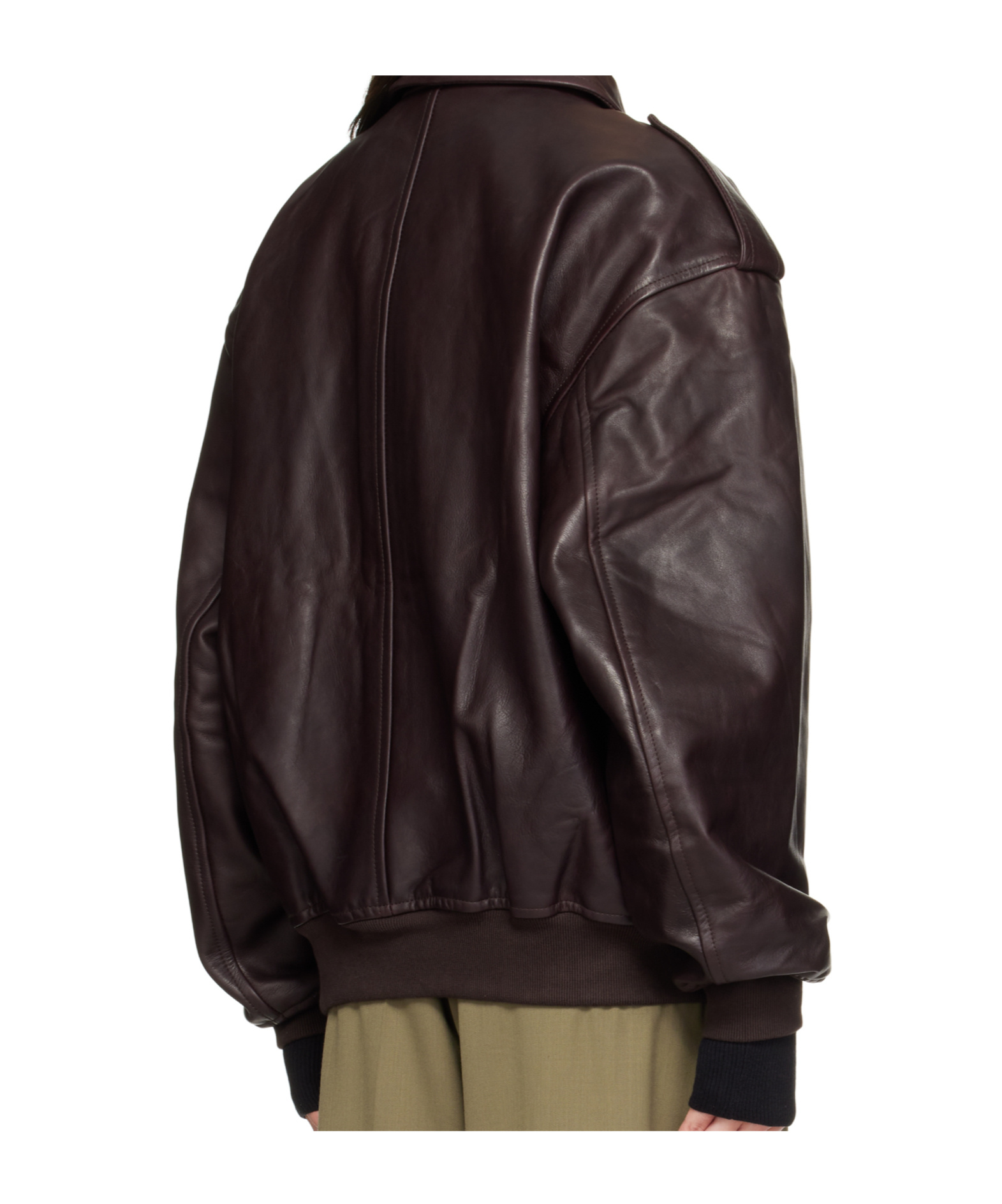 The Frankie Shop Viper Oversized Leather Jacket In Brown