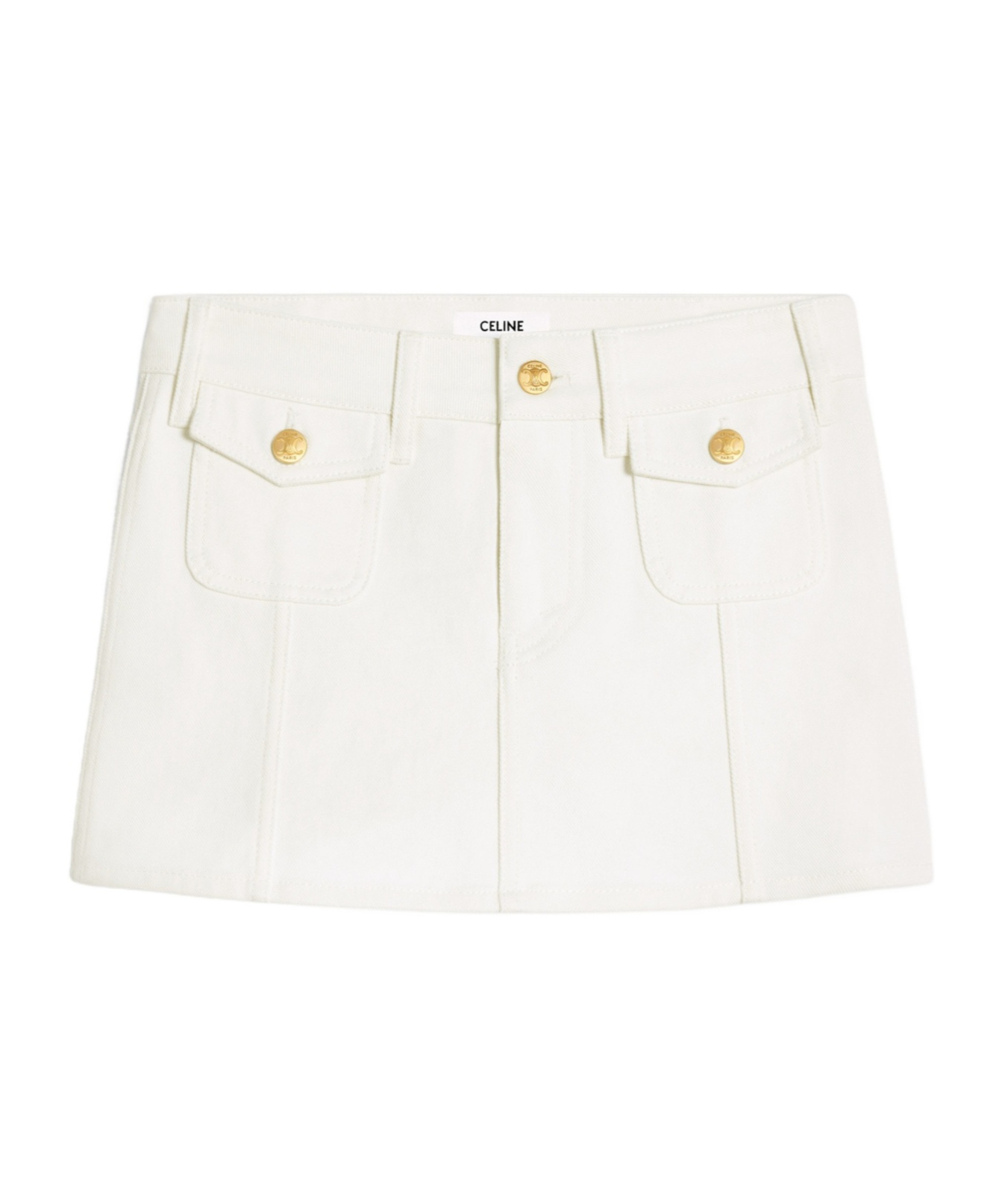 Celine Washed Mini Skirt In White