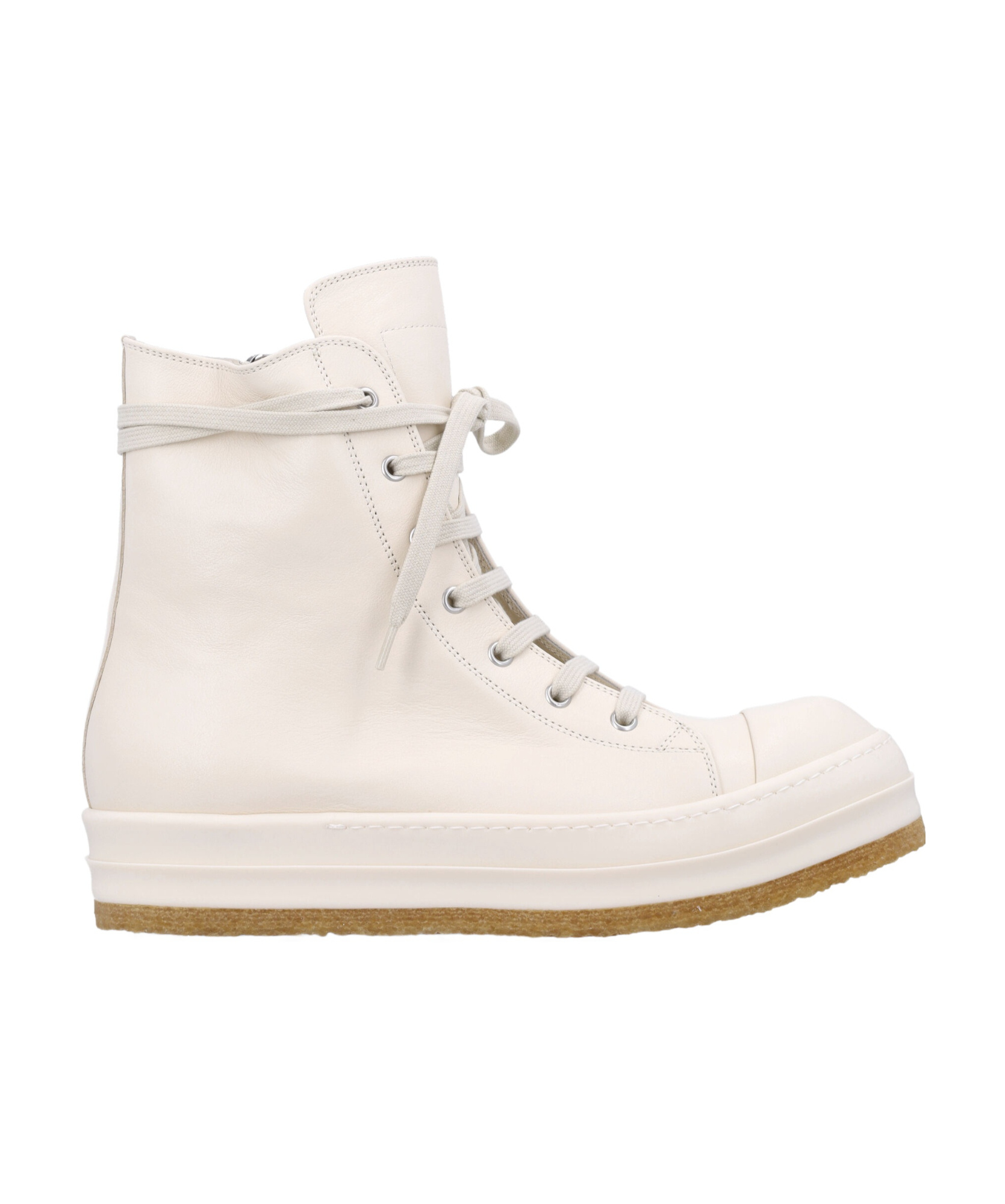 Rick Owens Round Toe High Top Casual Shoes In White