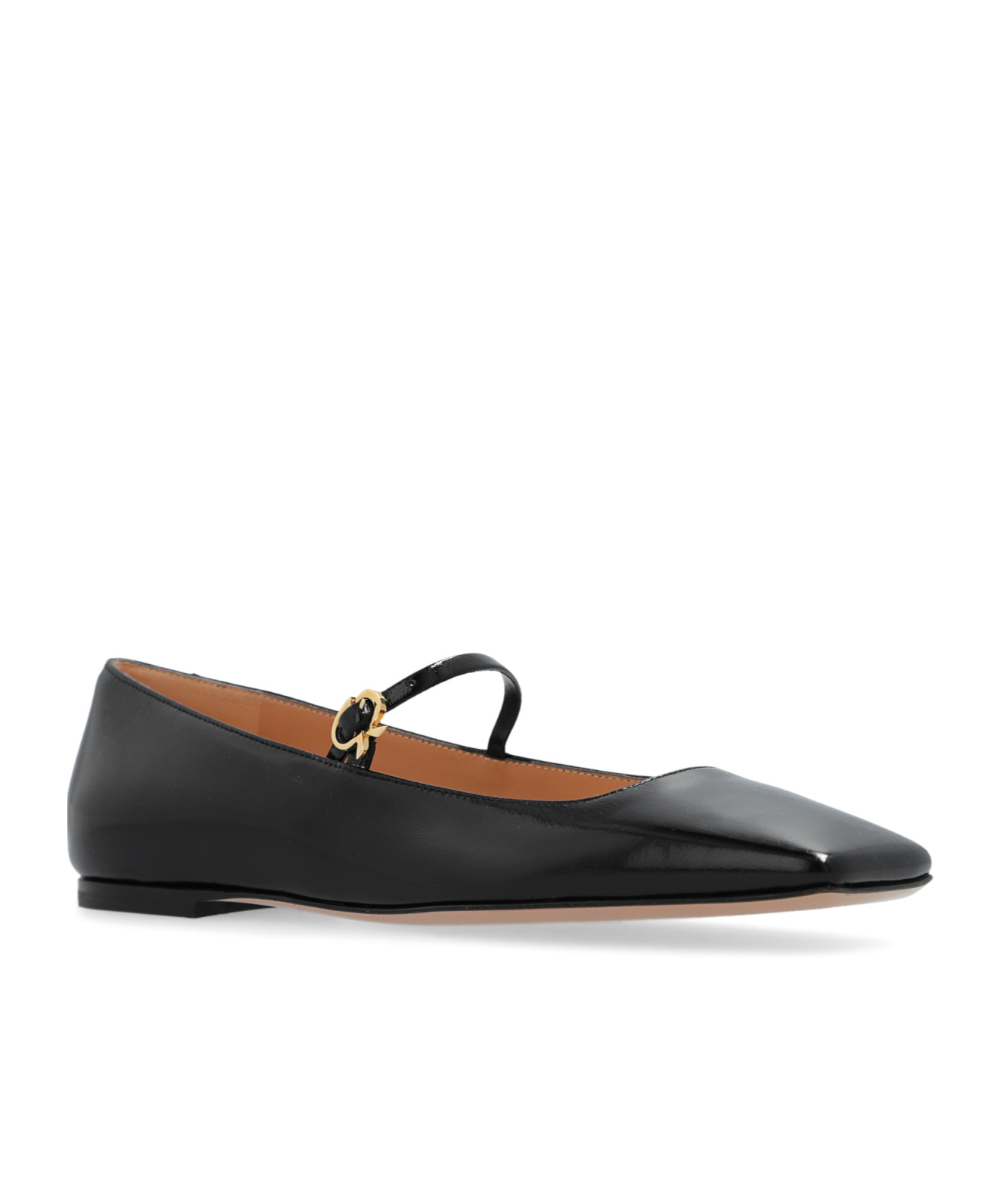 Shop Gianvito Rossi Buckle-fastening Leather Ballerina Shoes In Black