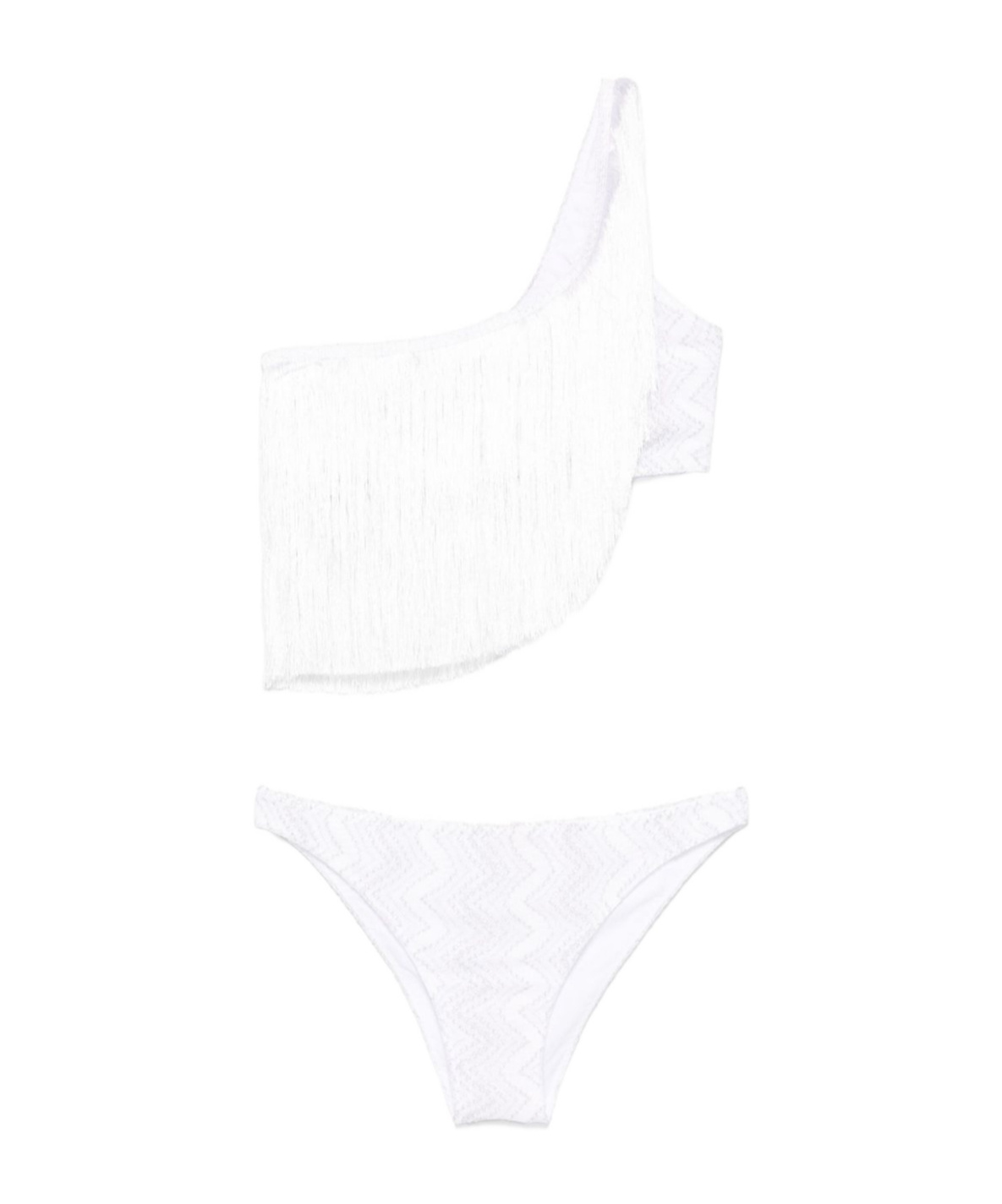 Missoni One-shoulder Fringed Bikini In White
